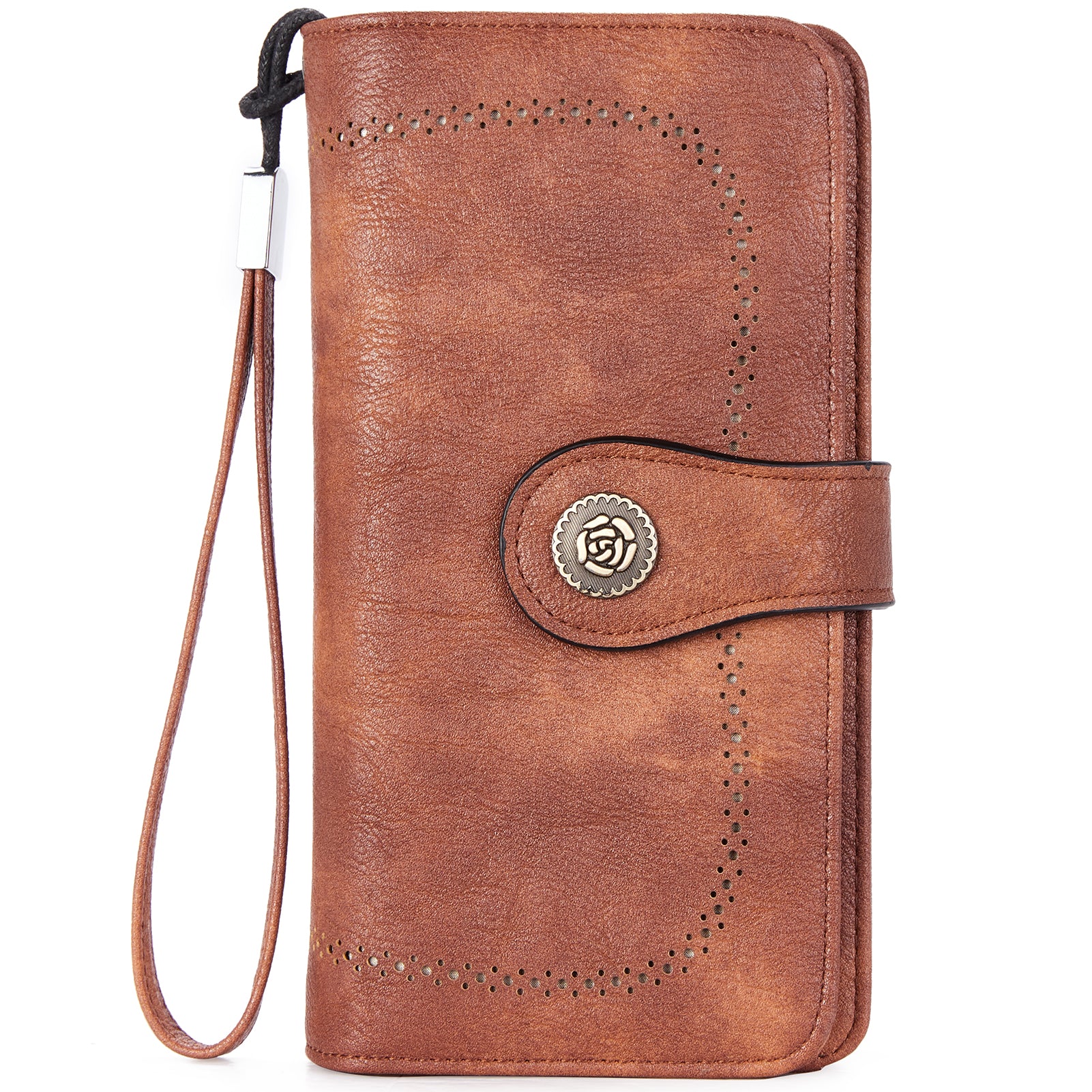 BOSTANTEN Women's Genuine Leather Wallet - Large Capacity RFID Blocking Wristlet Clutch Purse with Credit Card Slots | Perfect for Everyday Use, Travel & Business