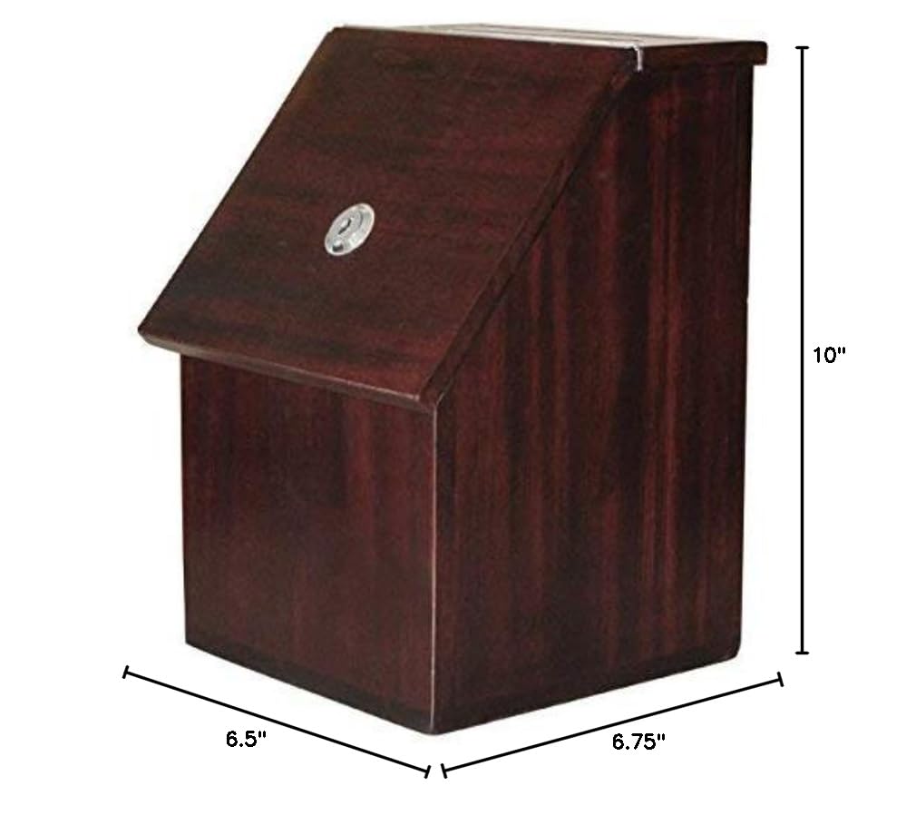 Wooden Donation Box with Lock & 2 Keys - Secure Suggestion Ballot Box for Tickets, Raffles, Office Use - Wide Slot Design for Envelopes & Forms - Wall Mount or Countertop Display (Brown) - Perfect for Charity Events, Voting, Feedback Collection & Fundraising