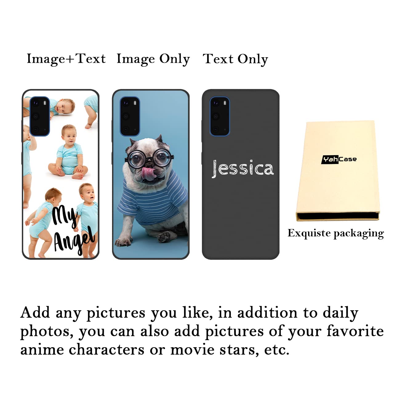 Custom Personalized Photo & Text Name Phone Case for Samsung Galaxy S20 - Anti-Scratch Soft TPU Protective Cover (Black) - Perfect for Gifts, Daily Protection & Style Expression