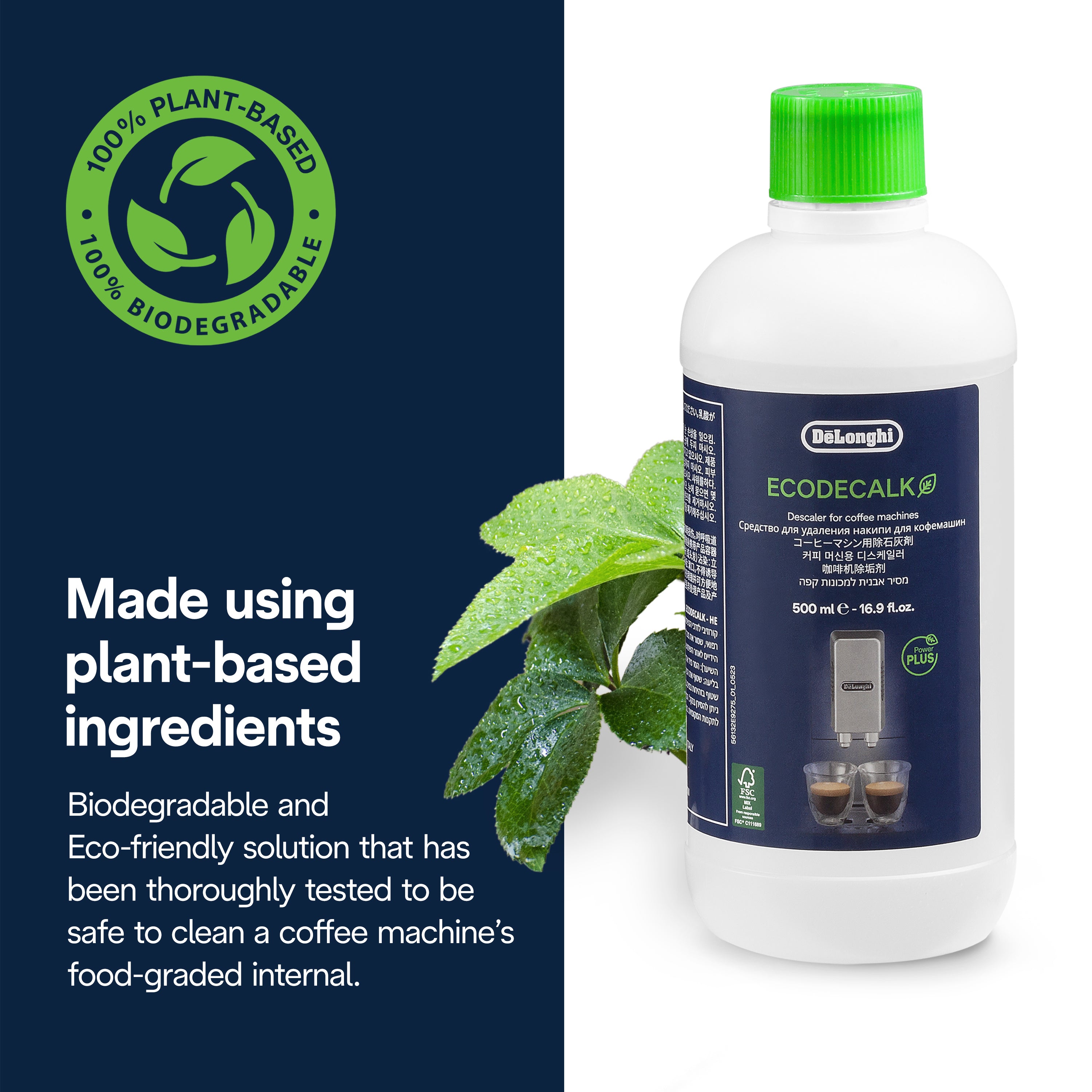 DeLonghi EcoDecalk Descaler Liquid - Coffee Machine Descaling Solution for Espresso & Drip Coffee Makers - Removes Limescale & Mineral Buildup - Safe for All DeLonghi Coffee Appliances - Perfect for Home & Office Use