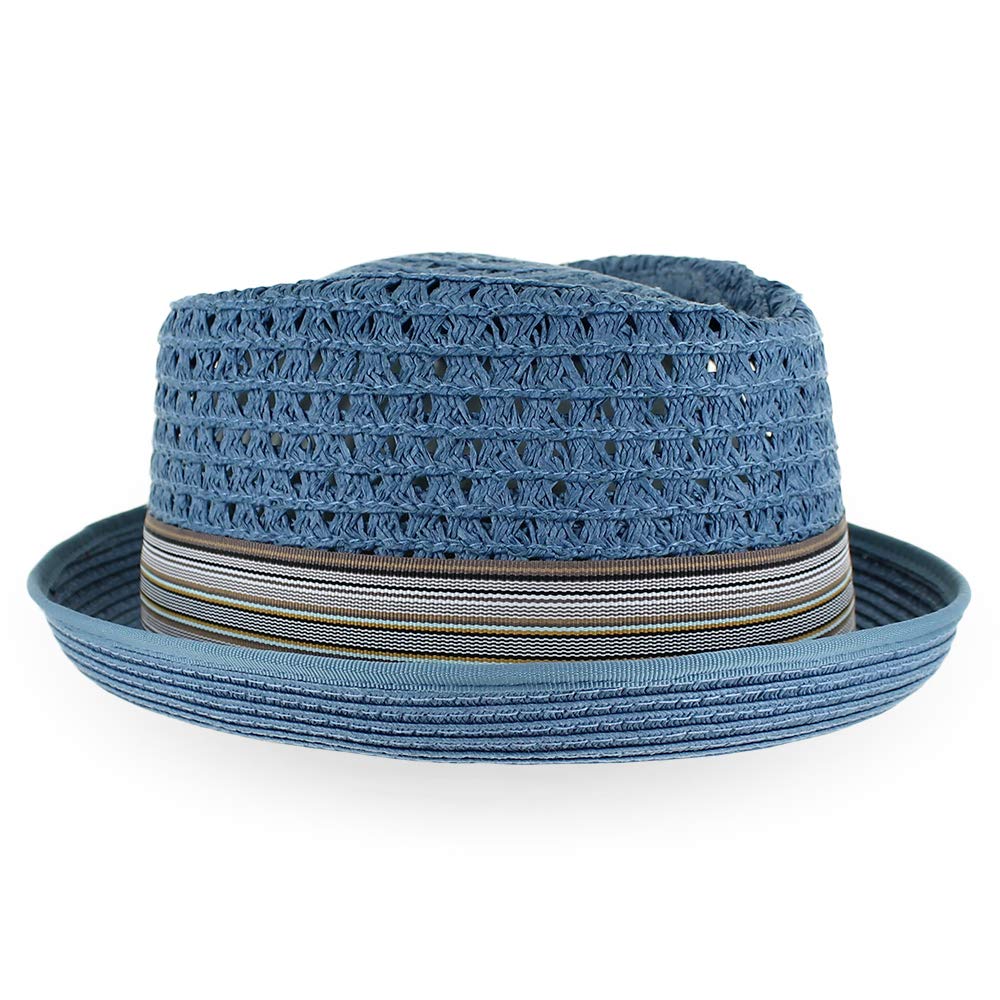 Summer Straw Porkpie Hat for Men & Women - Blue, Tan, Black | Beach & Outdoor