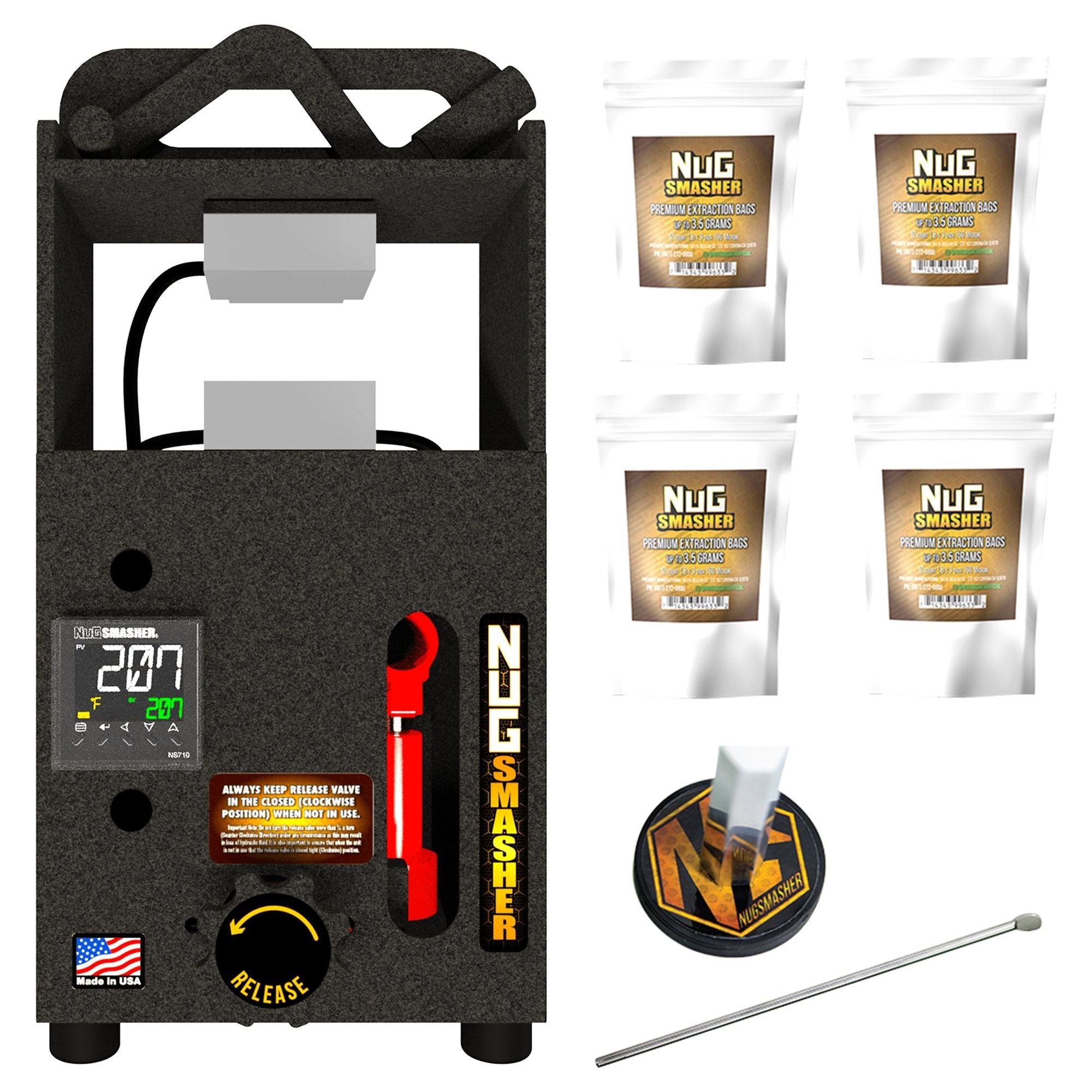 NugSmasher Mini 2 Ton Rosin Press Kit for Flower Extraction - Perfect for Home DIY Rosin, Essential Oil & Concentrate Making