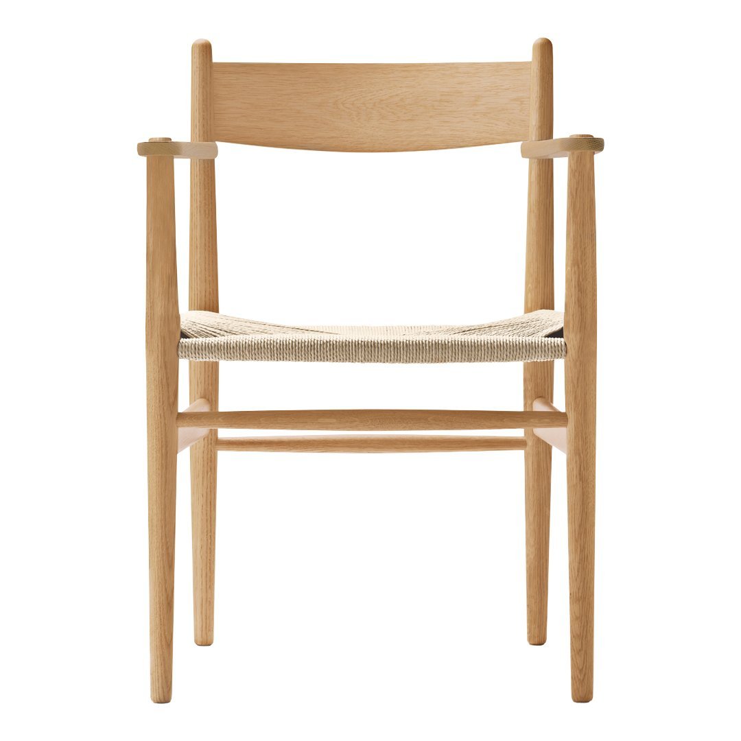 Carl Hansen & Son Wegner CH37 Armchair - Mid-Century Modern Lounge Chair for Living Room, Office, or Reading Nook - Premium Danish Design with Oak Frame & Paper Cord Seat