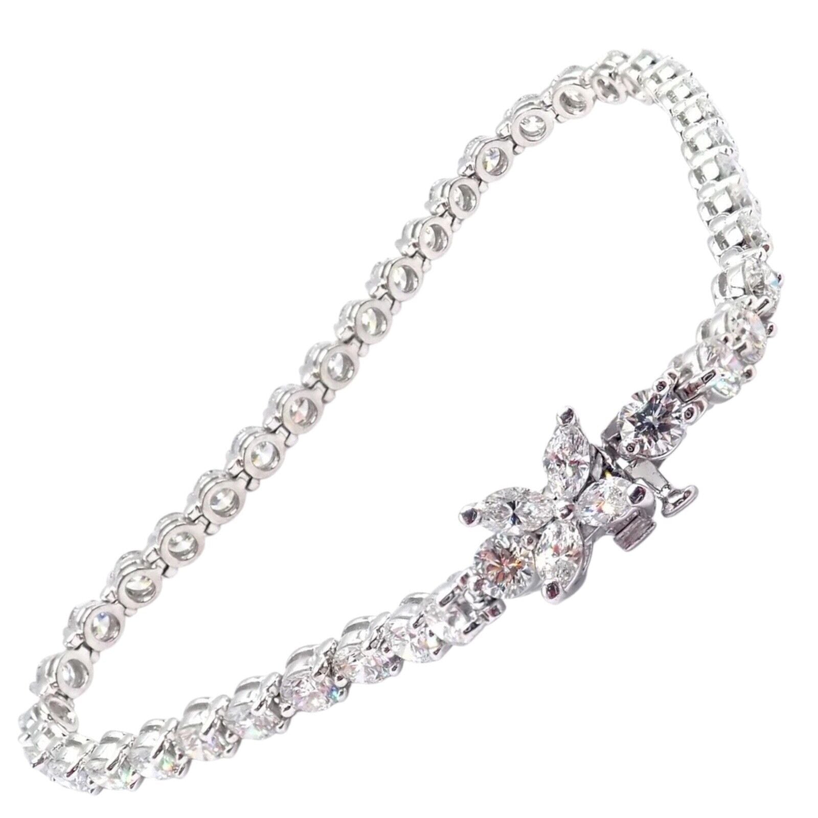 Authentic Tiffany & Co Victoria Platinum 6.5 Carat Diamond Tennis Bracelet - Luxury Jewelry for Women, Elegant Gift for Anniversary, Wedding & Special Occasions