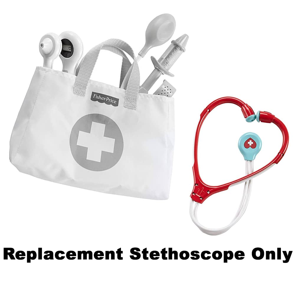 Fisher-Price Medical Kit Pretend Doctor Bag Playset Replacement Parts - Stethoscope, Thermometer & Accessories for Kids Role Play - Red, White, Light Blue - Perfect for Pretend Play, Birthday Gifts & Early Learning Activities