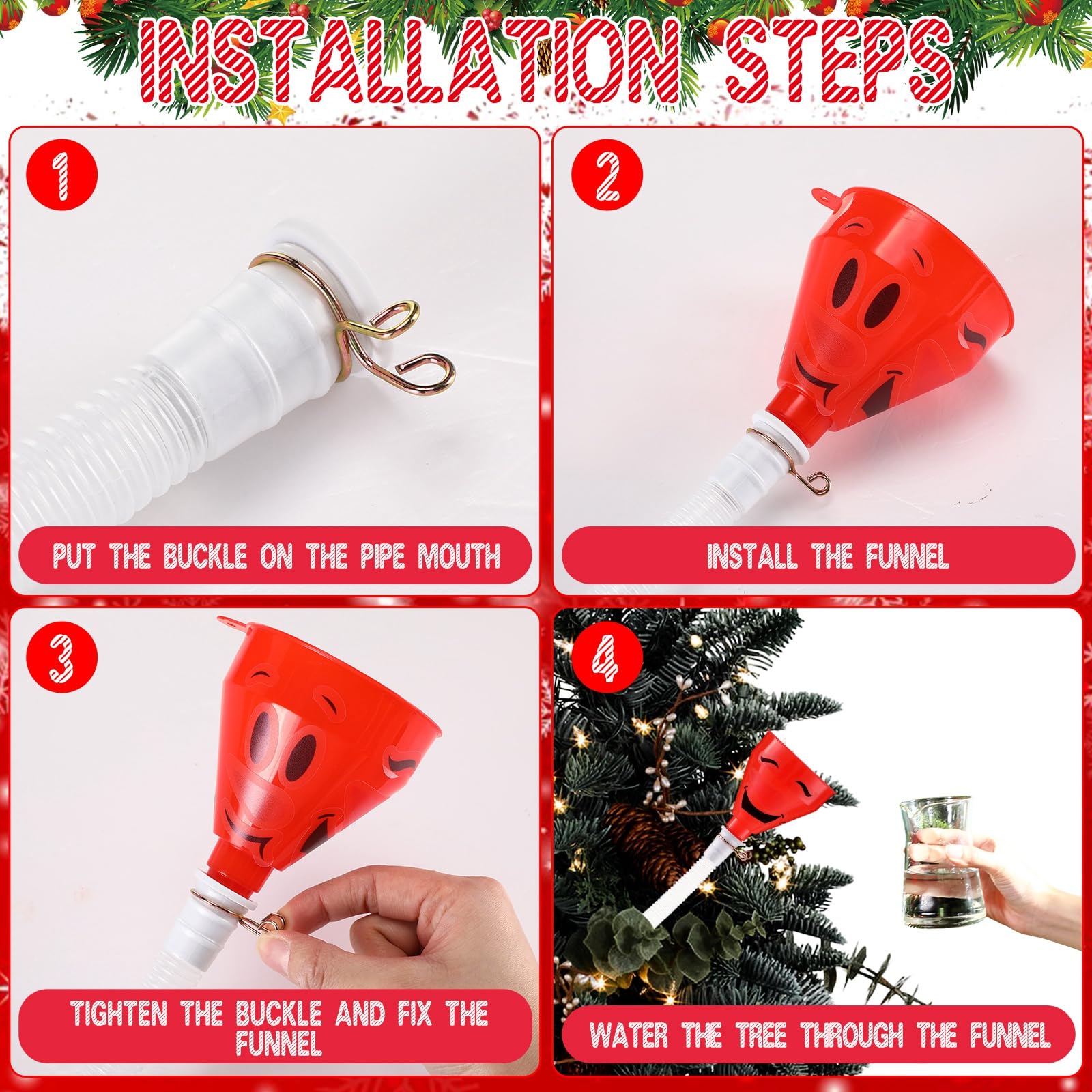 Nuogo 63 Inch Christmas Tree Watering Funnel with Tube & Sticker - Long Tree Watering Spout for Large Indoor/Outdoor Plants | Perfect for Xmas Trees, Oil Transfer & Gardening