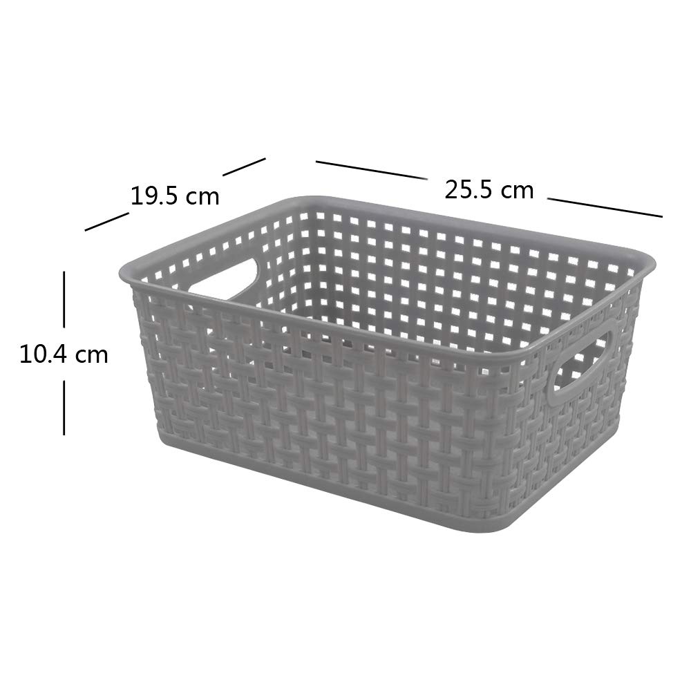 6 Pack Grey Woven Storage Baskets for Bathroom & Organization