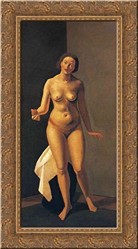 Vintage Andre Derain Female Nude Holding Apple 24x14 Gold Ornate Wood Framed Canvas Art - Perfect for Living Room Wall Decor & French Impressionist Art Collection