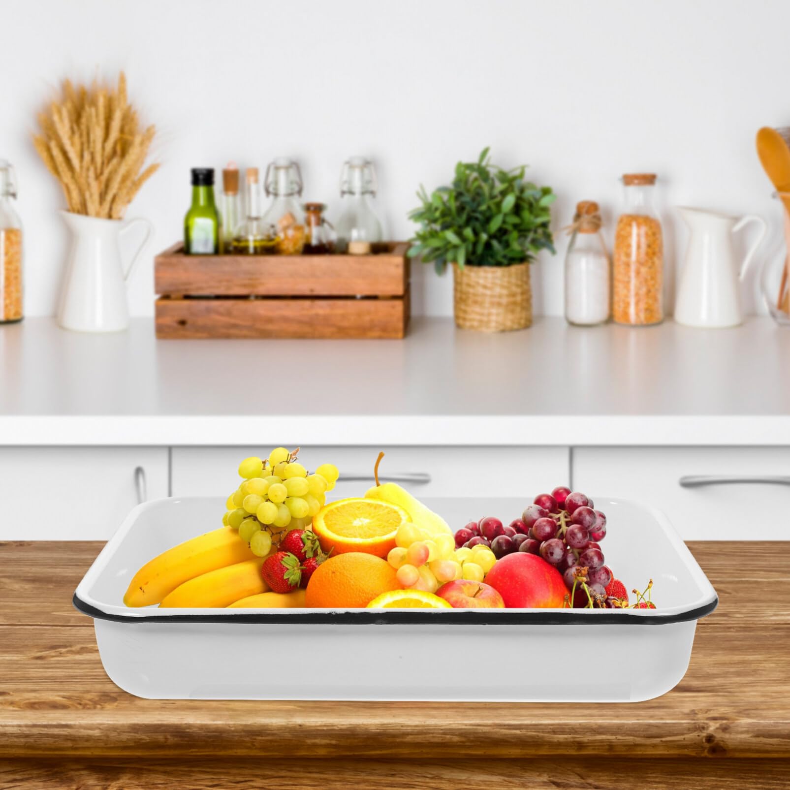 Premium White Enamel Baking Pan - 9x13 Inch Rectangular Roasting Pan, Enameled Steel Lasagna Dish, Oblong Cake Pan & Serving Tray | Durable Food Container for Baking, Roasting, Meal Prep & Party Serving (Great for Lasagna, Casseroles, Sheet Cakes & Holiday Meals)