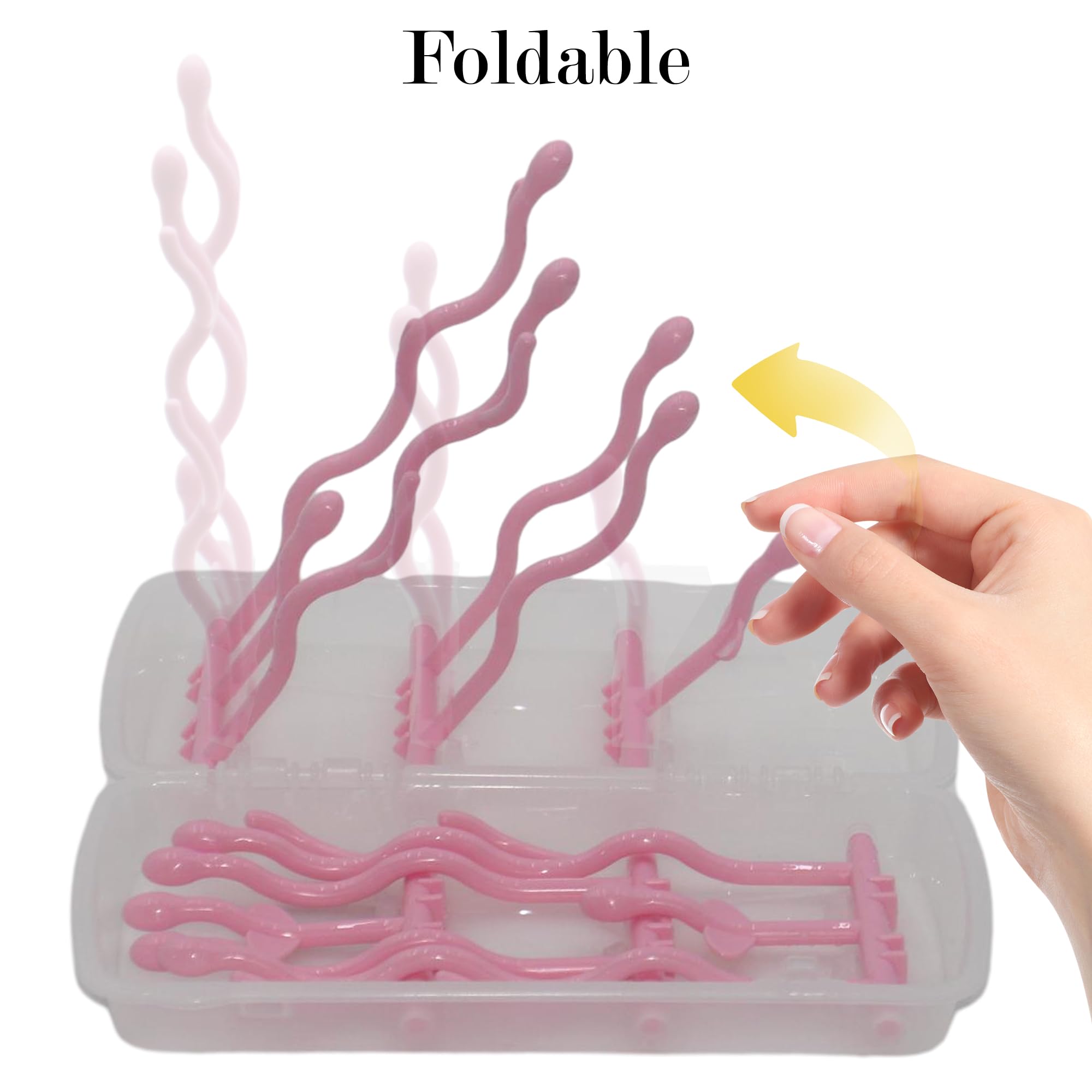 Foldable Travel Baby Bottle Drying Rack - Portable Bottle Organizer Holds 12 Baby Bottles | Perfect for Baby Travel, Kitchen Counter, Nursery & Living Room Storage | Compact Drying Solution for Breast Pump Parts, Pacifiers & Baby Accessories