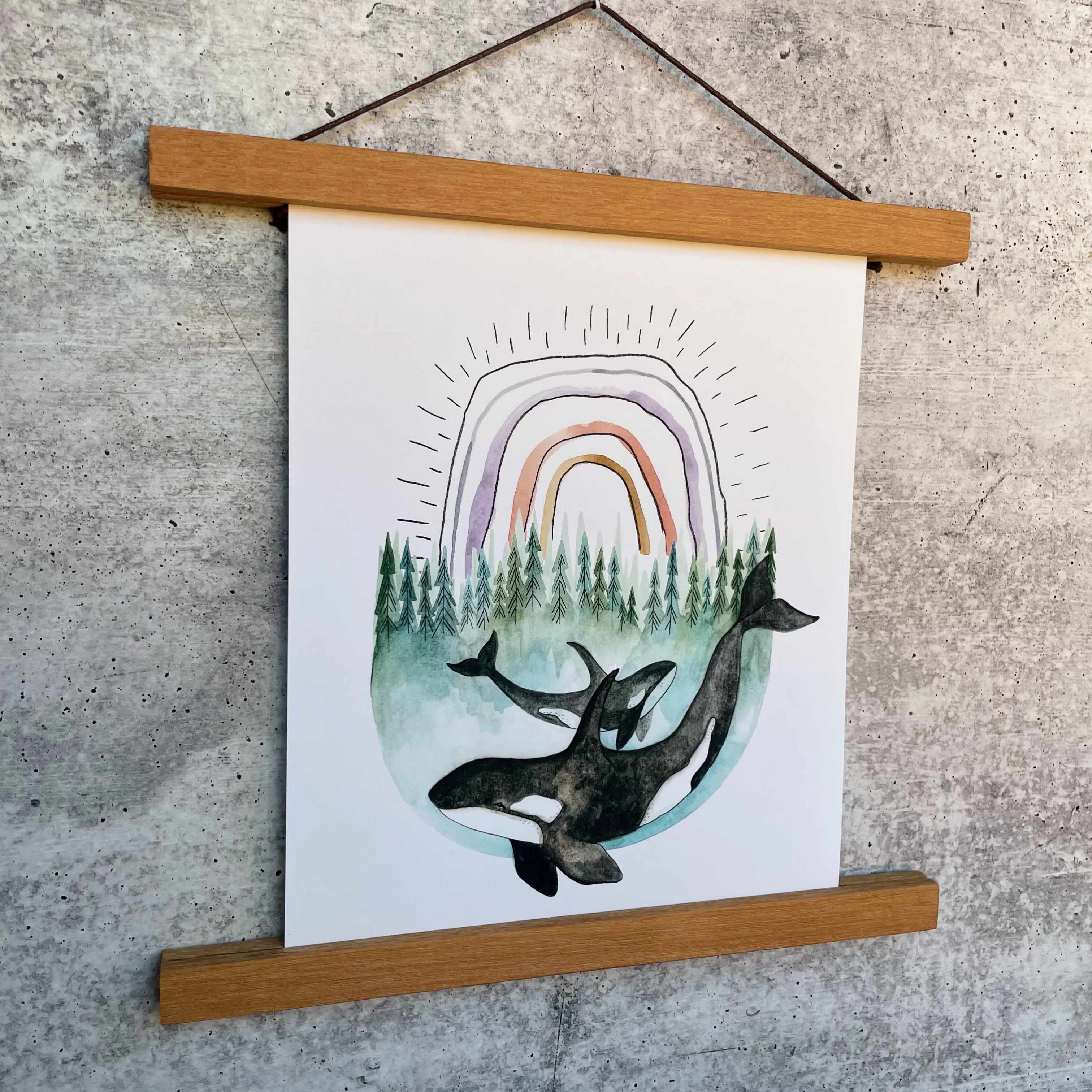 PNW Orcas Print - Stunning Killer Whale Artwork for Home & Office Decor | Perfect for Living Room, Bedroom, or Gift