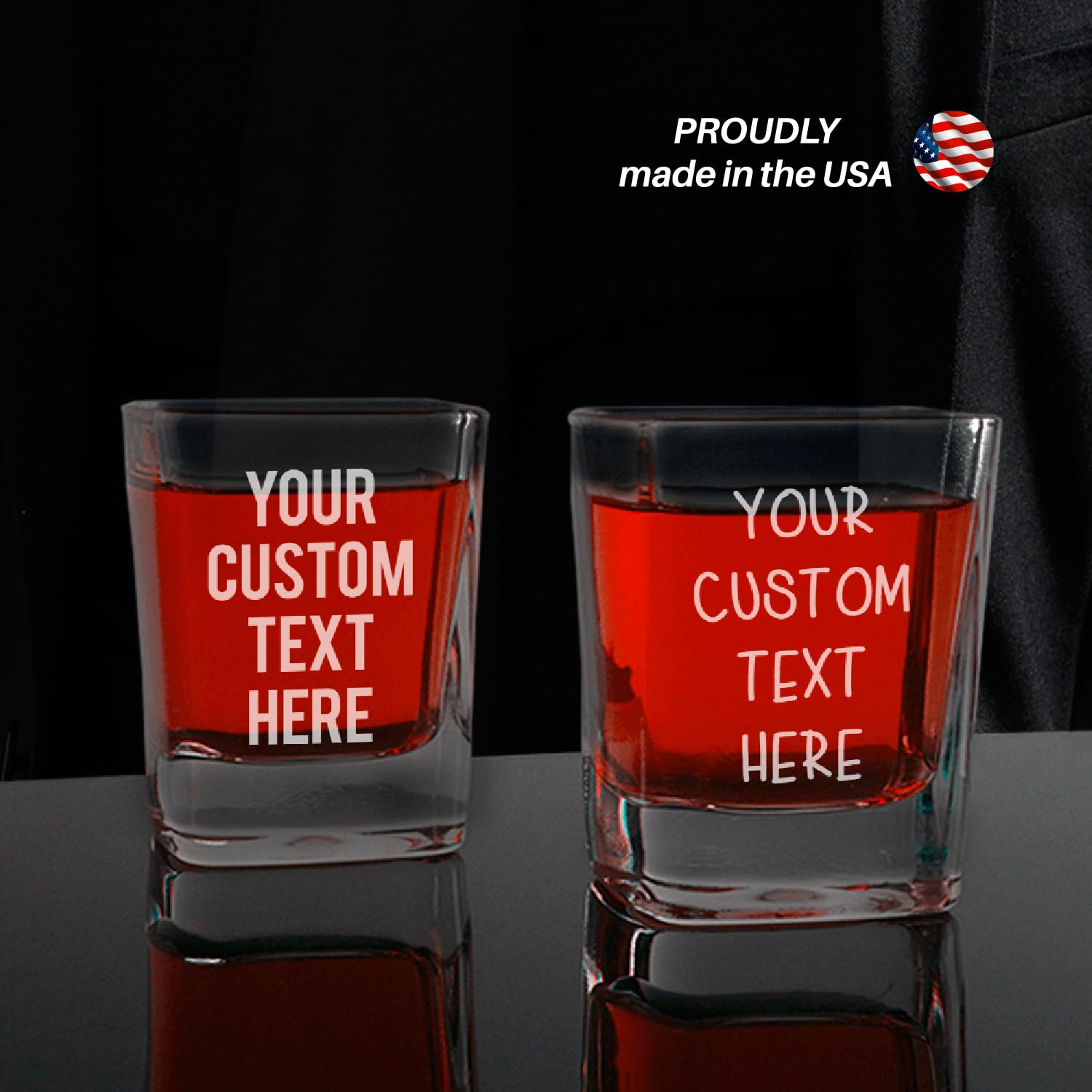 Custom Engraved Shot Glasses with Personalized Text - Unique Square Shot Glasses for Weddings, Birthdays, Groomsmen Gifts & Party Favors - Perfect for Celebrations, Bachelor Parties & Special Events