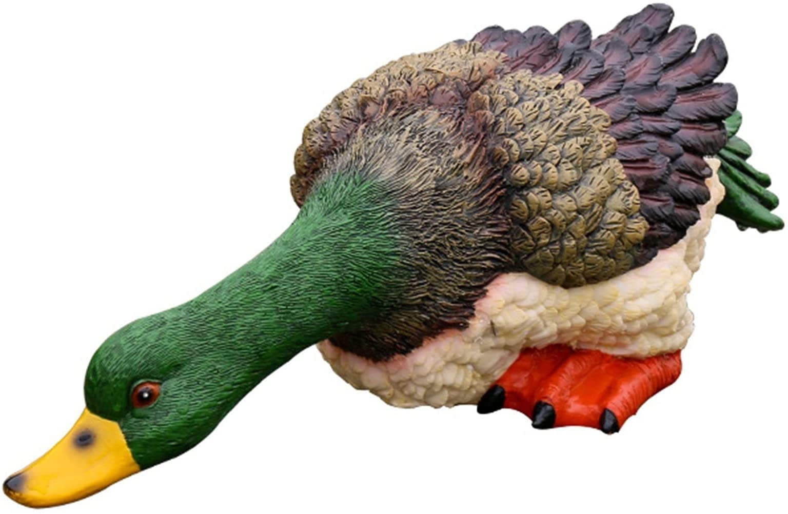 Polyresin Mallard Duck Garden Statue - 13.78 Inch Realistic Outdoor Duck Figurine for Lawn, Yard & Garden Decor - Perfect for Patio, Pond & Backyard Landscaping