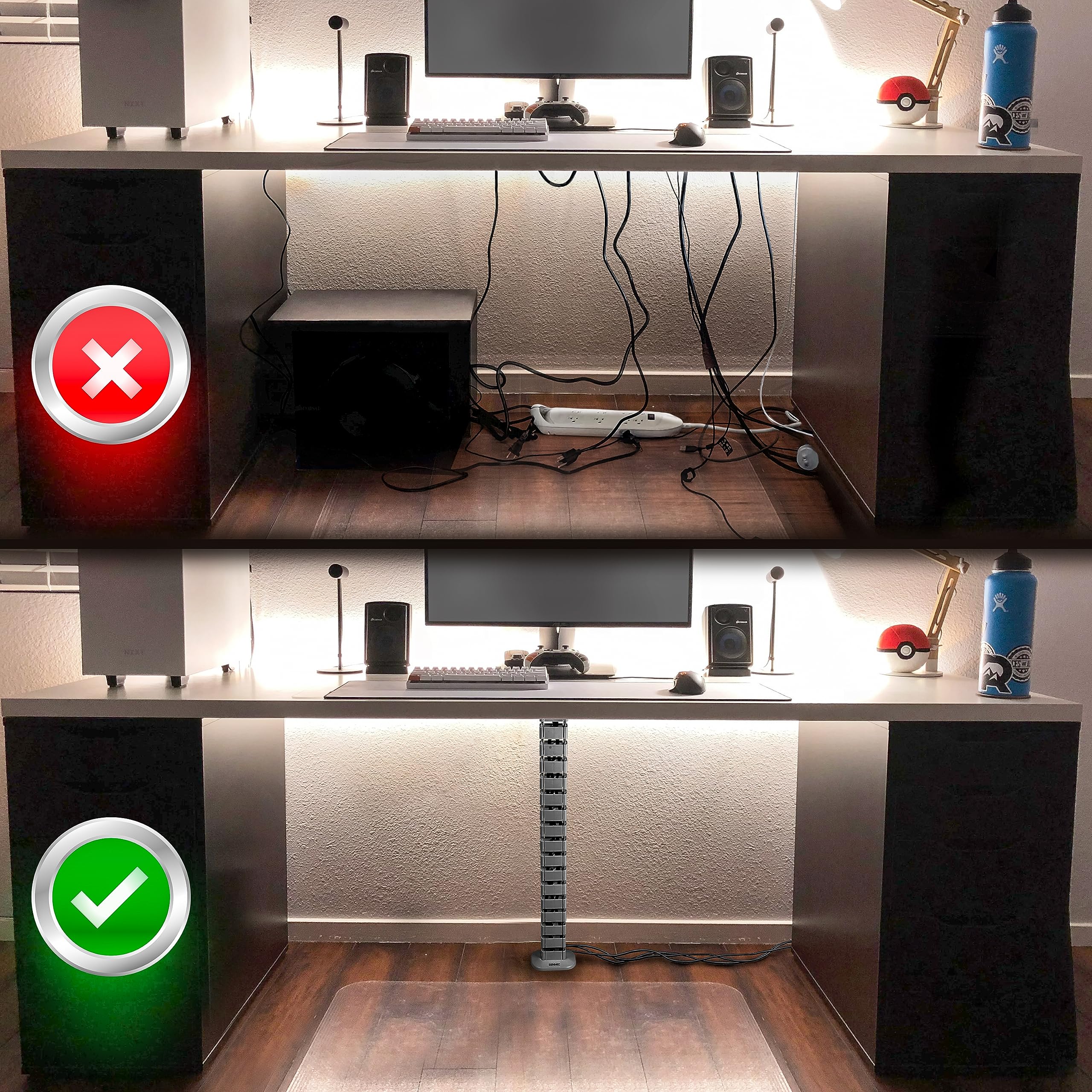 Duronic CM1DM SR Cable Management Spine - 4-Channel Wire Organizer for Standing Desks & Adjustable Workstations (130cm, Silver) | Holds 16+ Cables | Perfect for Home Office & Computer Setup