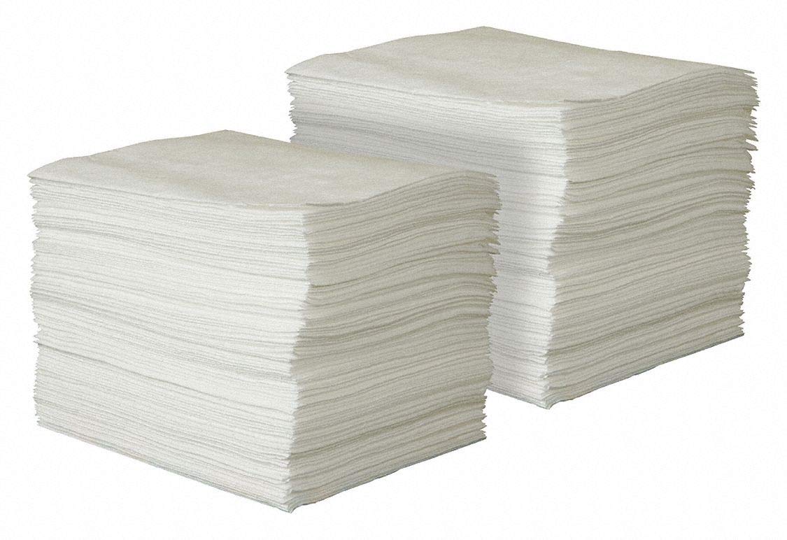43 Gallon Absorbent Pads - White Spill Control Pads (Pack of 200) for Oil, Chemical & Liquid Cleanup in Garages, Workshops & Industrial Areas