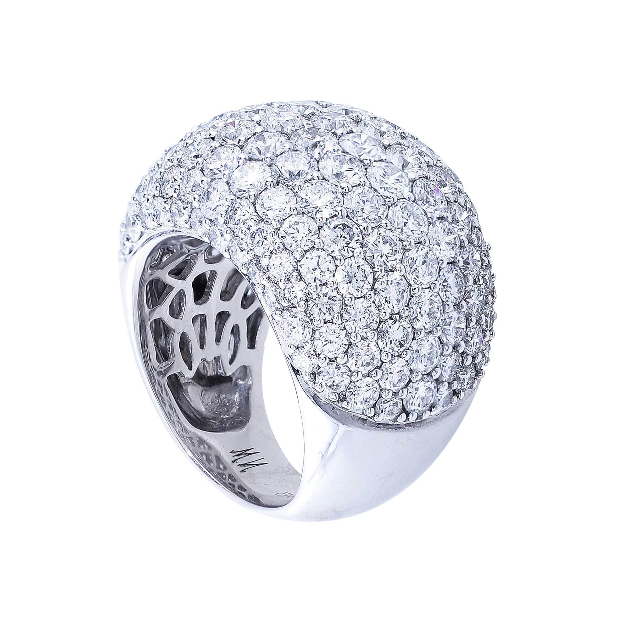 18K White Gold Tapered Pave Diamond Ring - 8.25 Carat Total Weight, Elegant Wedding Band, Anniversary Gift for Her, Perfect for Engagement & Special Occasions
