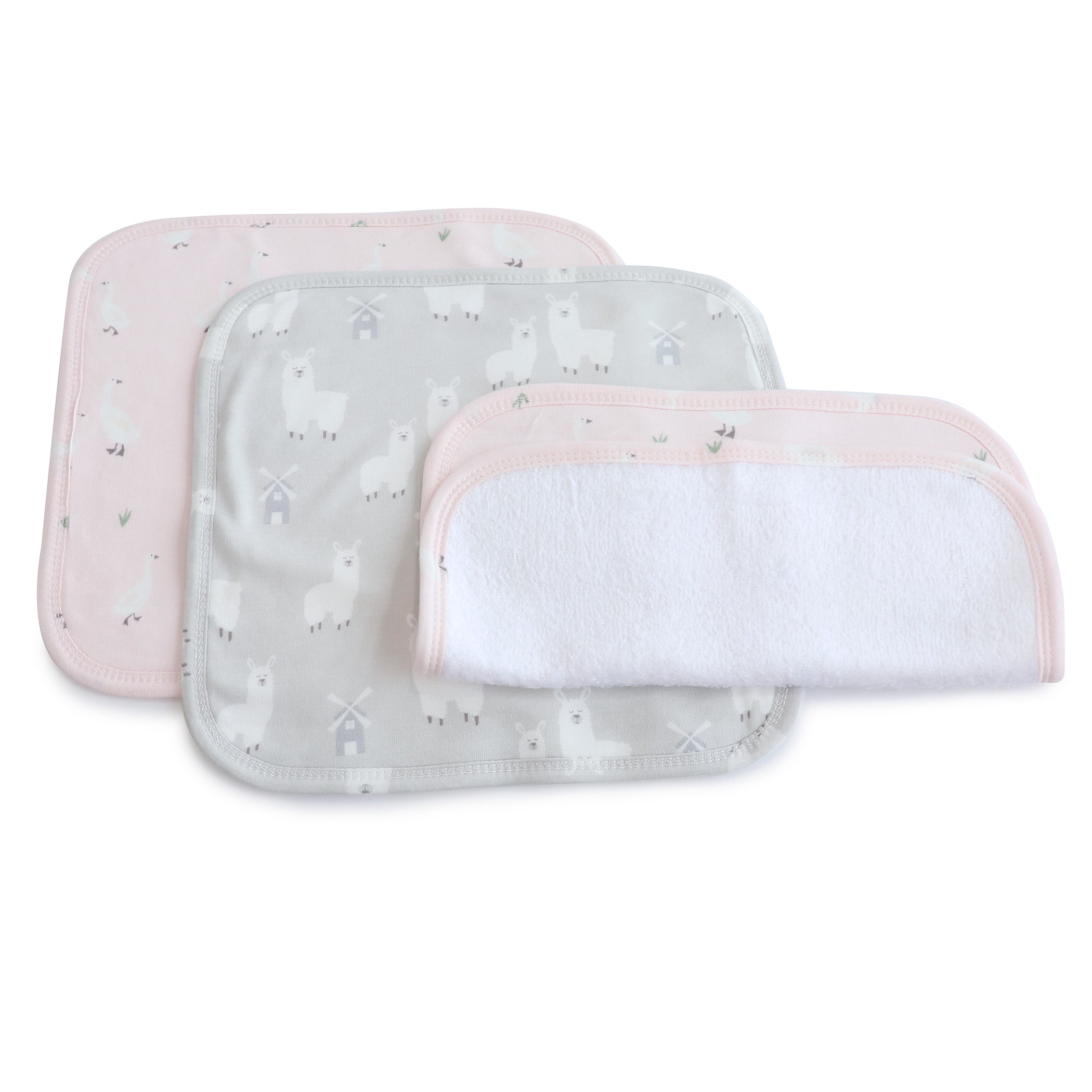 Premium 3-Pack Soft Wash Cloths - Blush & Grey for Bath, Spa, and Gentle Skin Care
