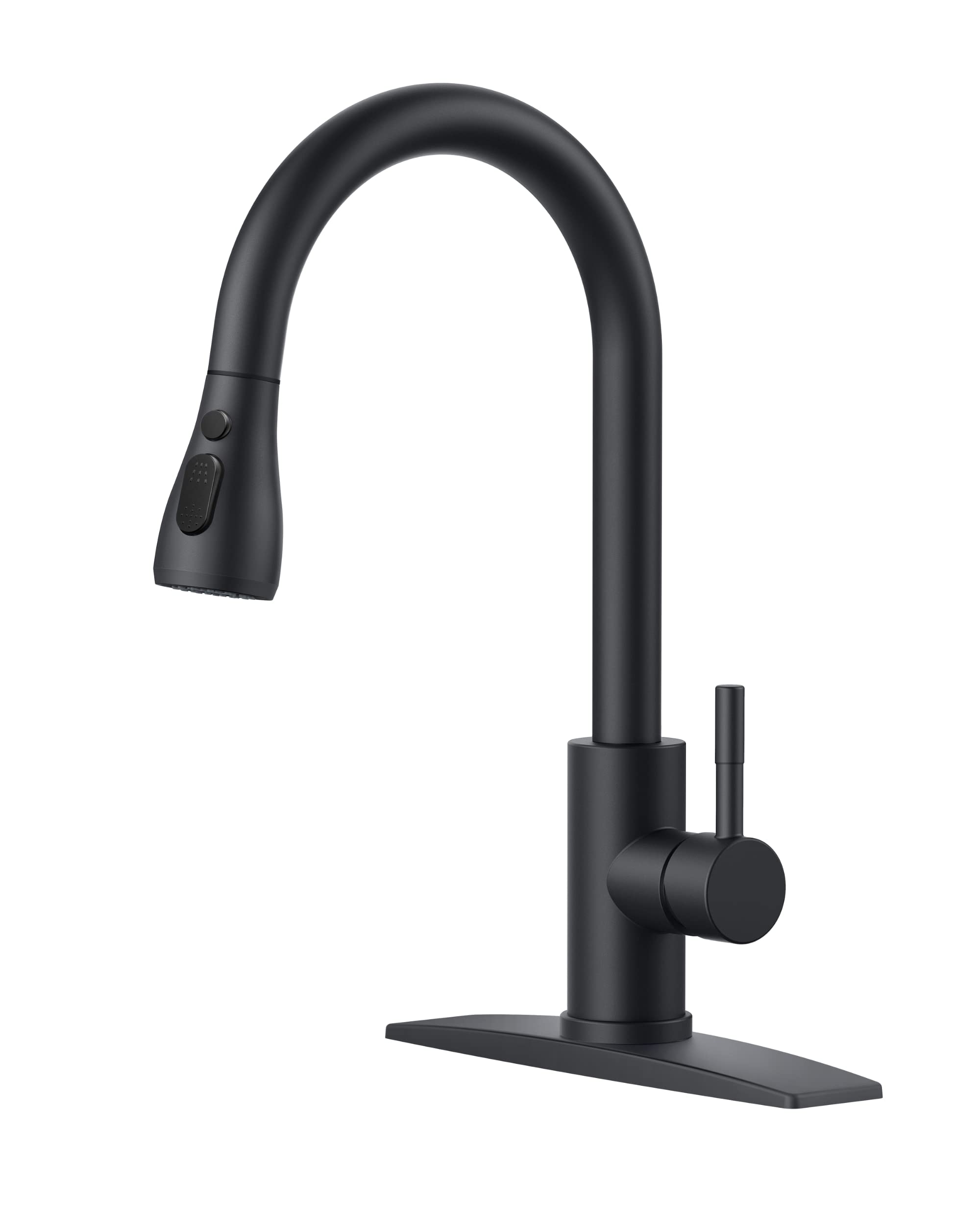 FORIOUS Black Stainless Steel Kitchen Faucet with Pull Down Sprayer - High Arc Single Handle Sink Faucet for 1 or 3 Hole Installation | Perfect for Farmhouse, RV, Camper, Laundry & Bar Sinks (Modern Water-Saving Design)