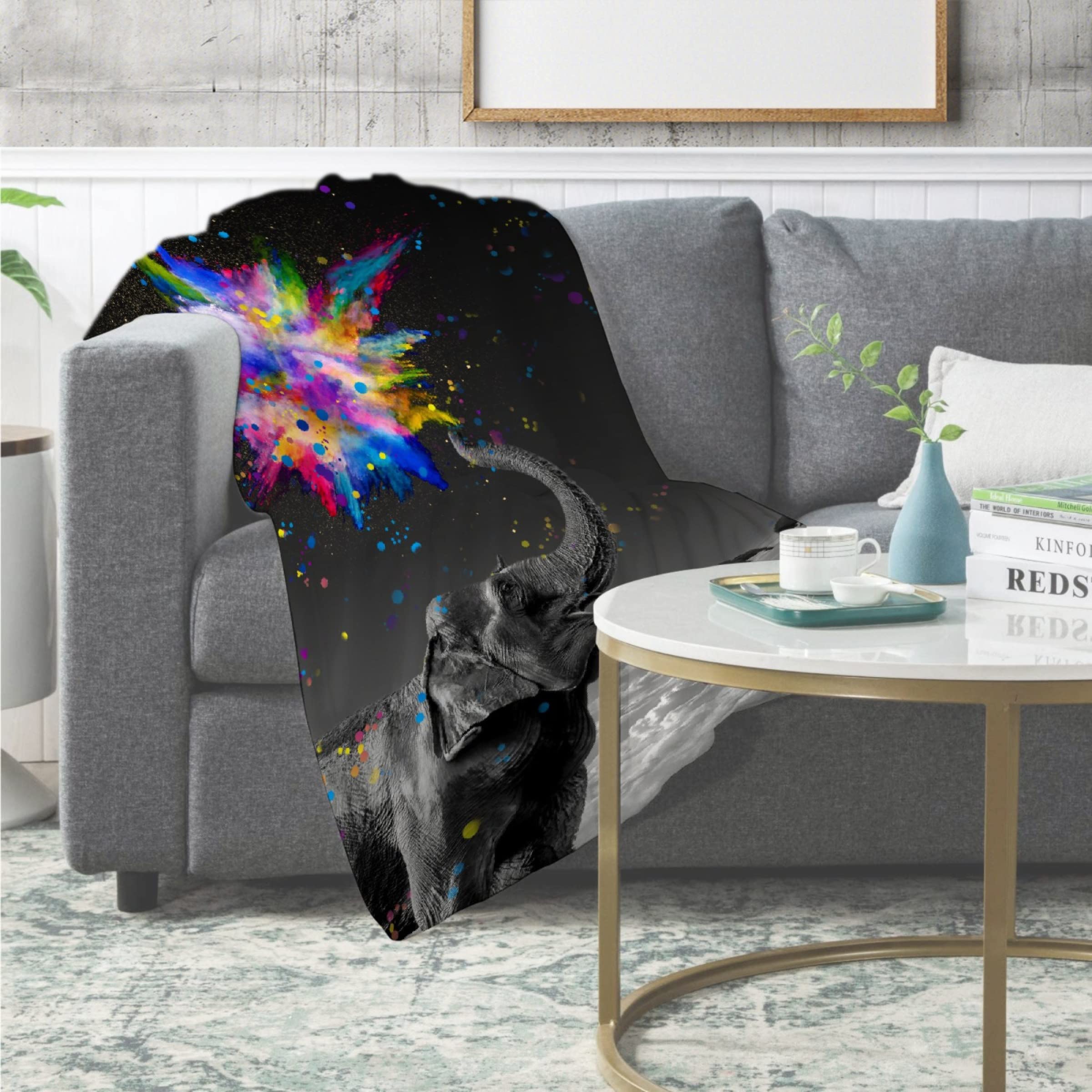 Soft & Cozy 90x120 Inch Elephant Throw Blanket - Lightweight Warm Quilt for Sofa, Bed, Travel - Perfect Gift for Men, Women, Kids & Family - Ideal for Lounging, Picnics & Home Decor