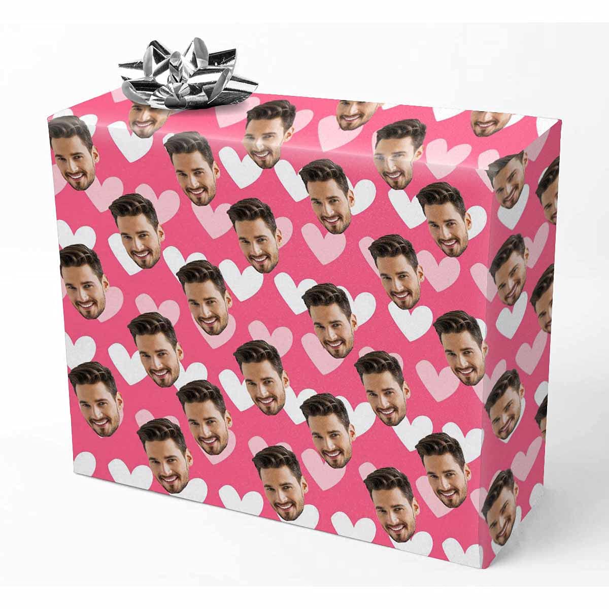Custom Photo Wrapping Paper - Personalized Valentine's Day, Birthday & Anniversary Gift Wrap with Hearts Design (58