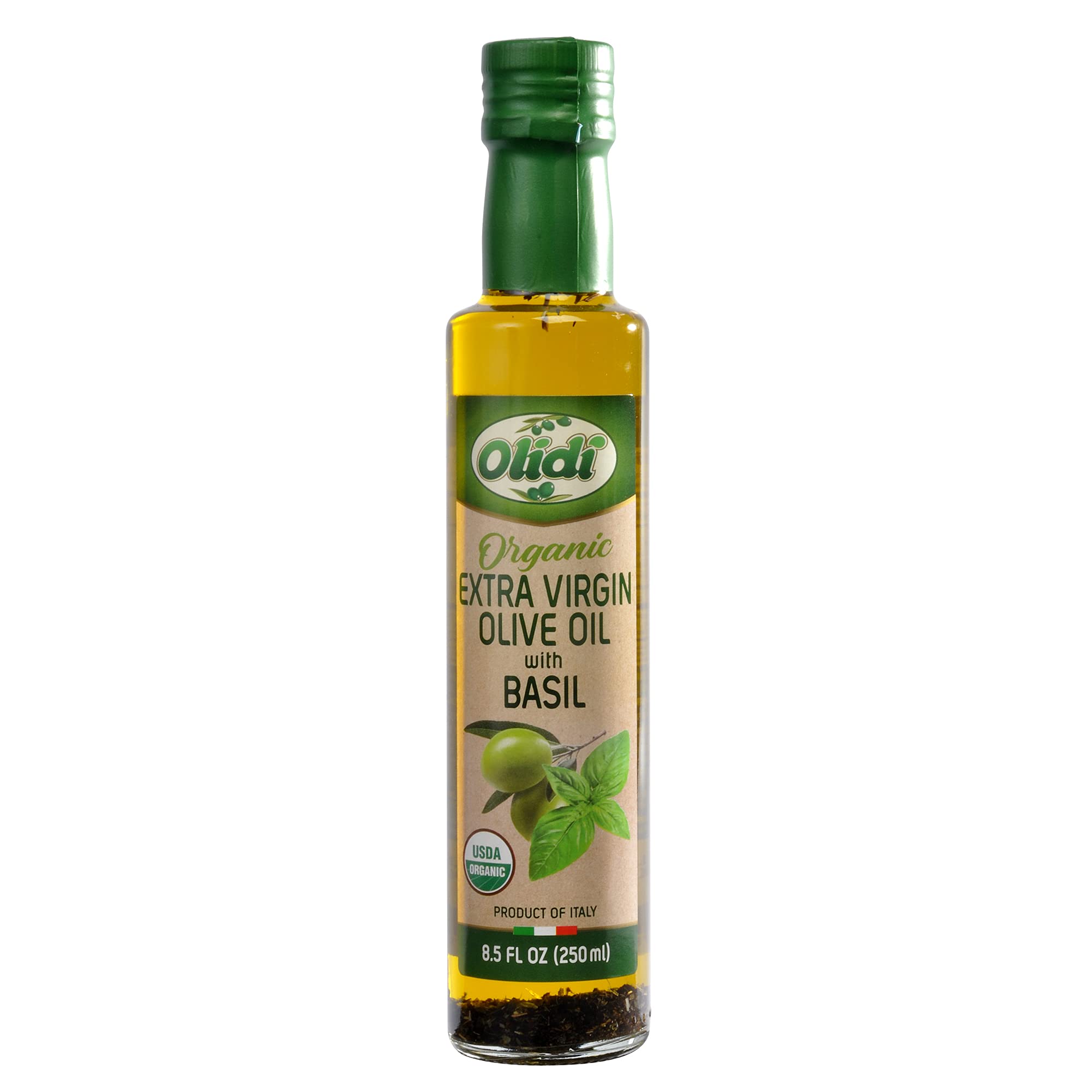 Premium Cold-Pressed Basil Infused Extra Virgin Olive Oil 8.5oz (2-Pack) - 100% Natural Italian EVOO for Heart-Healthy Cooking, Perfect for Salads, Pasta, Garlic Bread, Grilled Meats & Pan Frying - Ideal for Mediterranean Dishes & Gourmet Recipes