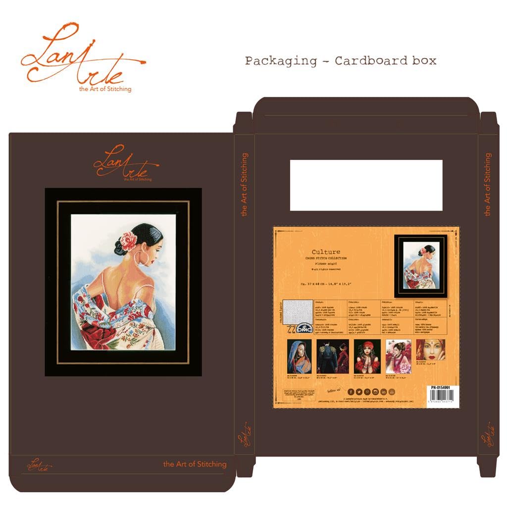 Vervaco LanArte Flower Scarf Cotton Counted Cross Stitch Kit - 14.5