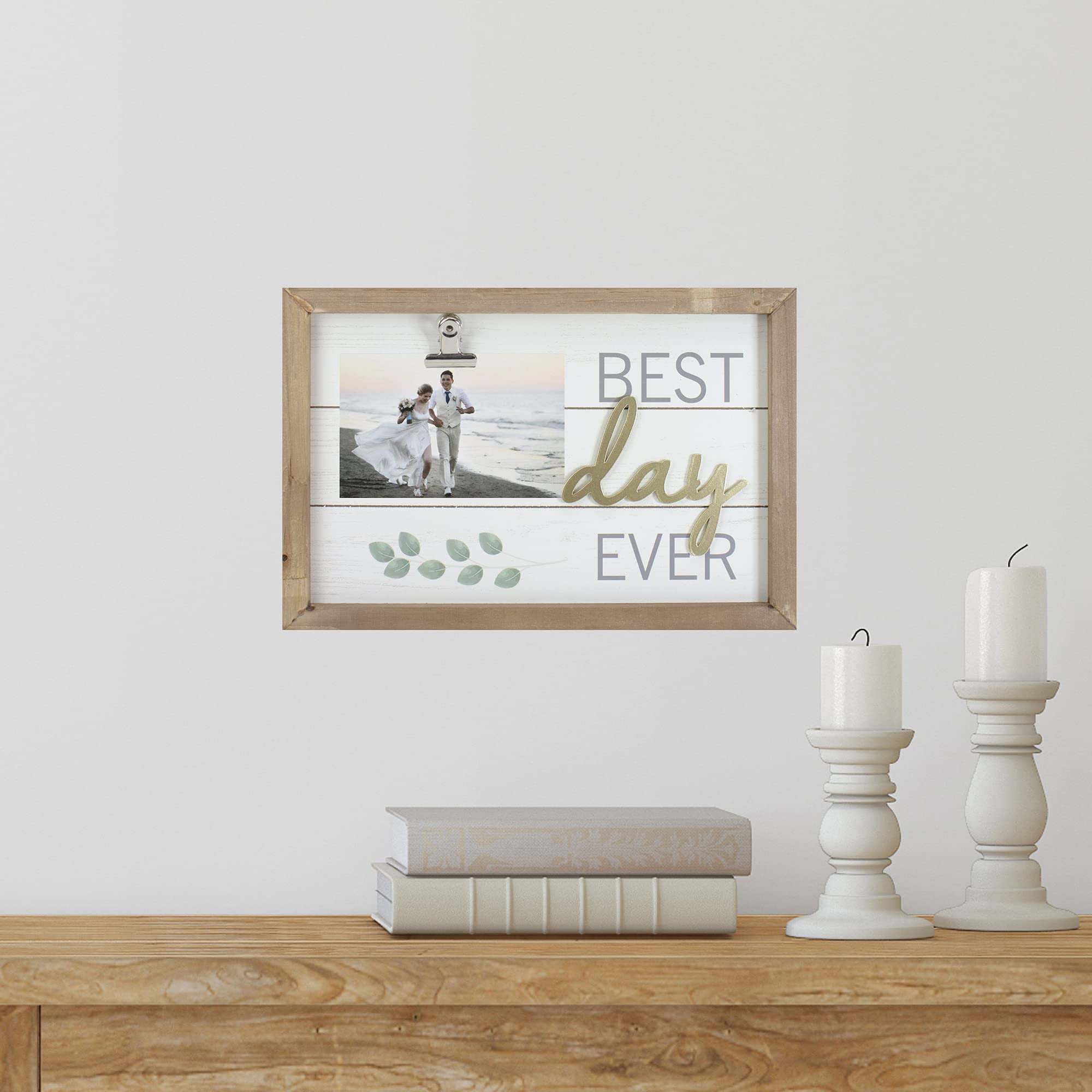 Best Day Ever Framed Photo Clip Wall Art - 11.75 Inch Picture Frame with Hanging Hook for Home Decor, Office, Bedroom & Gift Giving