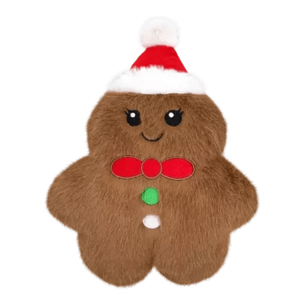 KONG Holiday Snuzzles Mini Gingerbread Dog Toy - Chew-Resistant Christmas Pet Toy for Small Dogs - Perfect for Playtime, Training & Holiday Gifting