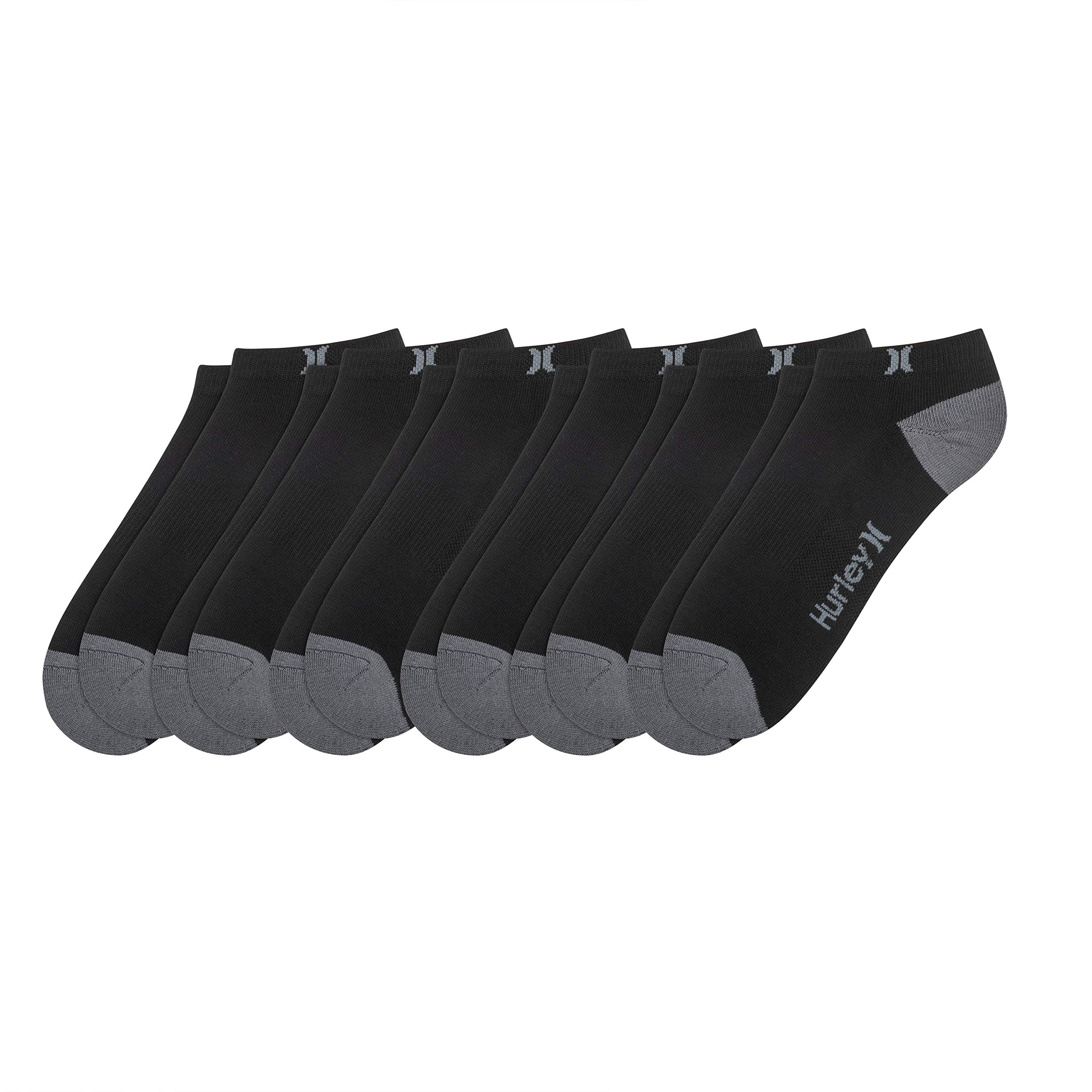 Hurley Men's 6 Pack Low Cut Terry Socks - Breathable Athletic Socks for Running, Gym & Casual Wear