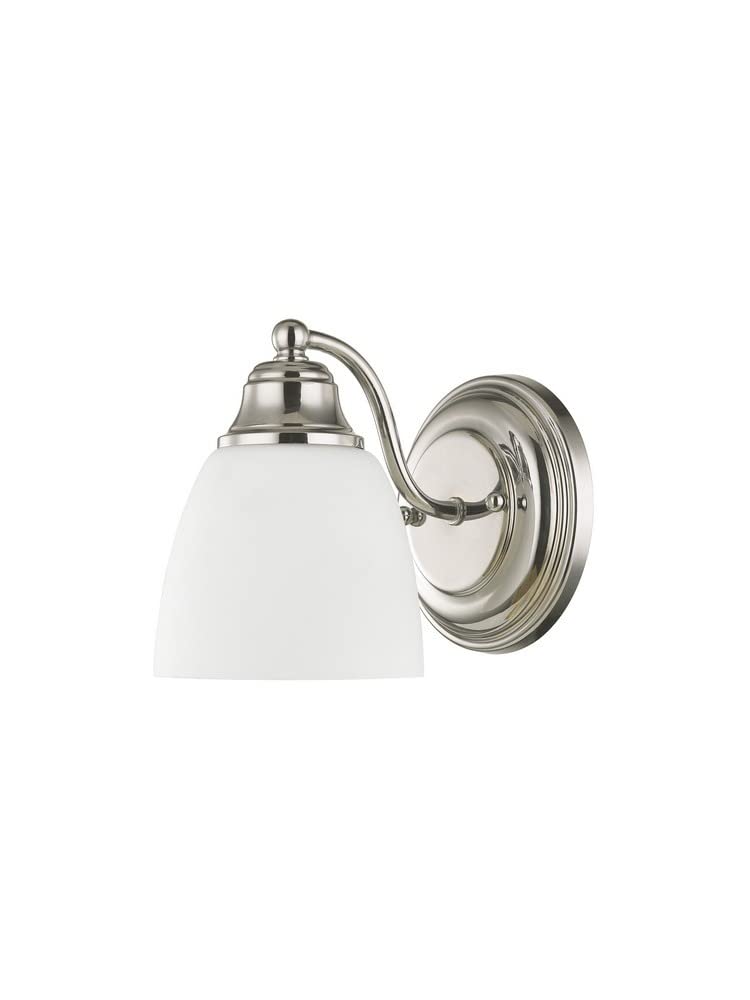 Livex Lighting 13671-91 Somerville 1 Light Wall Sconce, Brushed Nickel - Modern Wall Light Fixture for Bedroom, Hallway & Living Room Decor