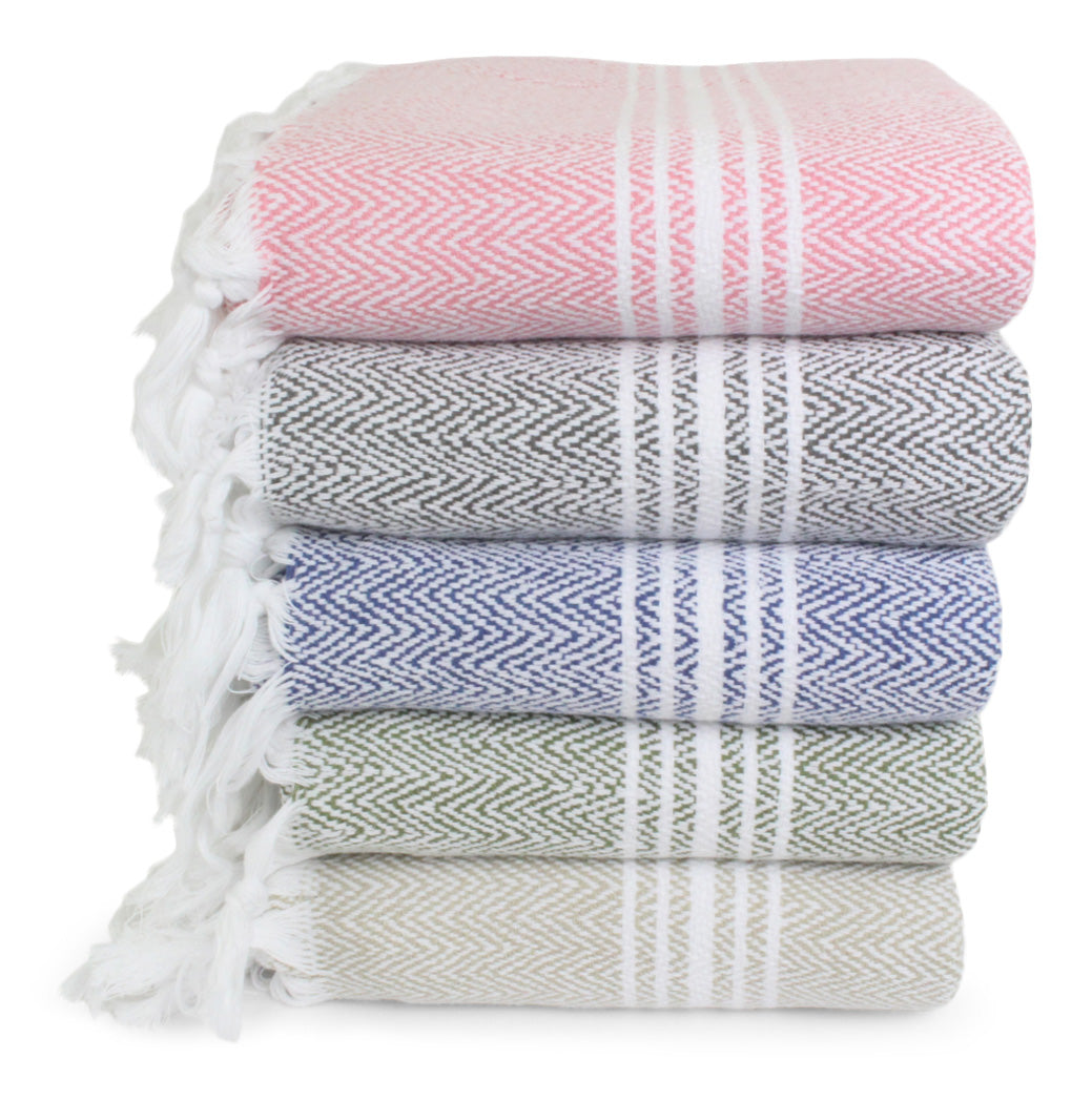 Premium 100% Turkish Cotton Peshtemal Towel - 40x70 Inches, Hand Knotted Herringbone Weave - Luxury Bath, Beach & Spa Towel for Travel, Yoga & Home Use