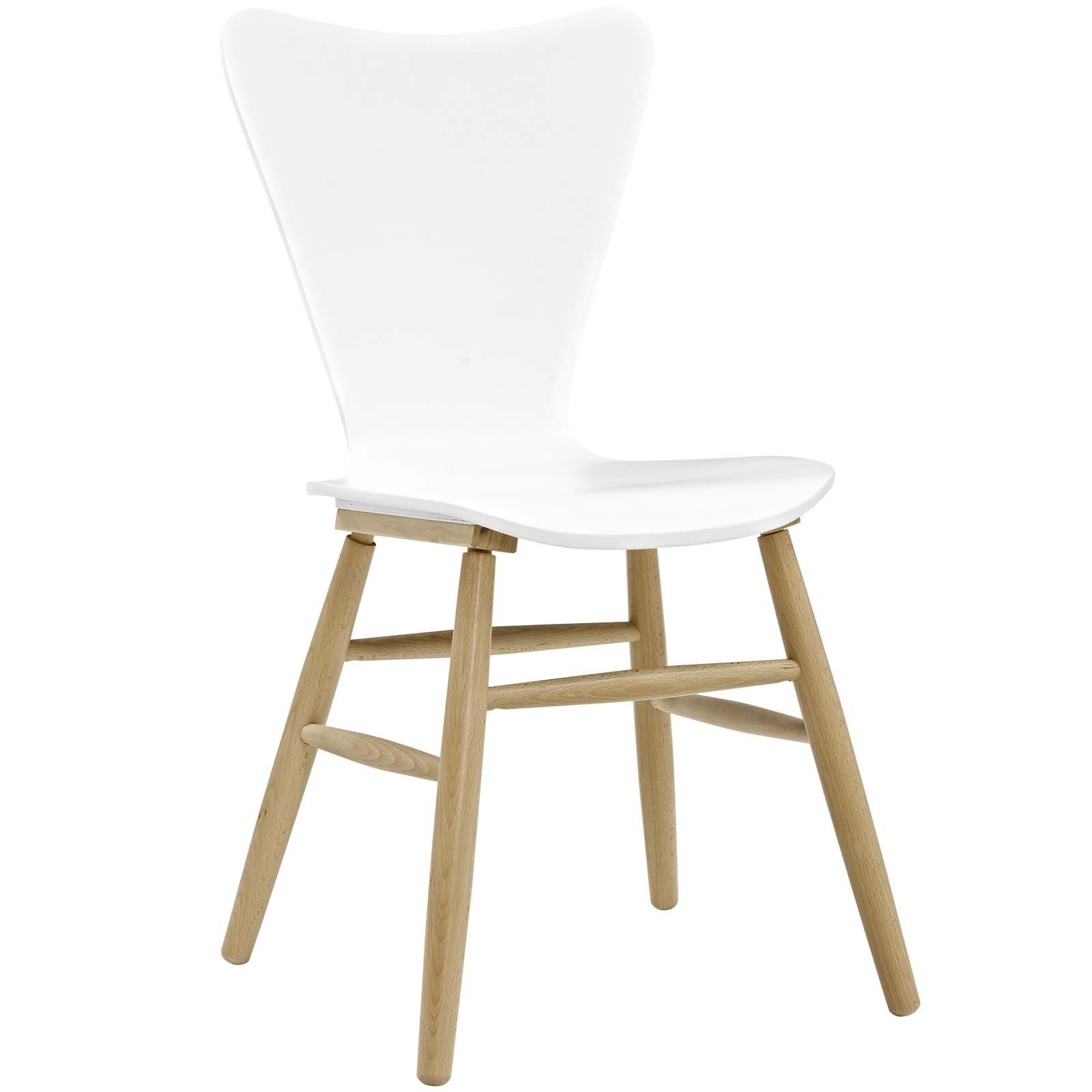 Modway Cascade Mid-Century Modern Wood Kitchen & Dining Chair - White | Stylish & Comfortable Seating for Home, Restaurant & Office