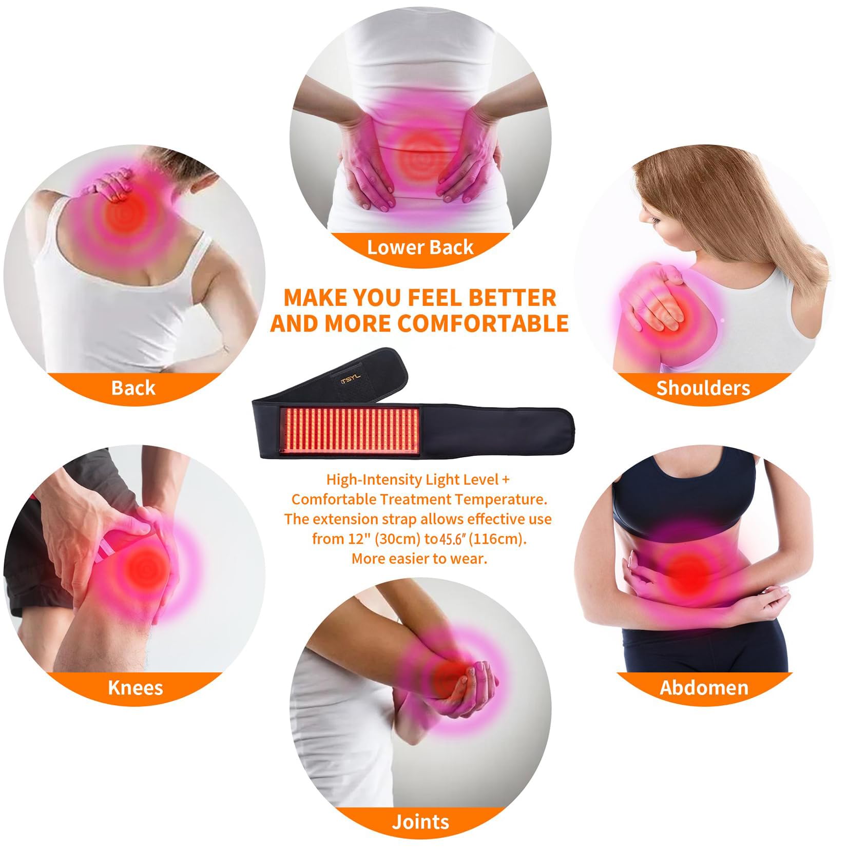 Professional 460 LED Red Light Therapy Belt for Pain Relief - Rechargeable Infrared Light Therapy for Back, Shoulder, Waist & Neck Pain - Home Use & Gift Pack (Black) | Perfect for Muscle Recovery, Joint Pain & Relaxation After Workouts or Long Workdays