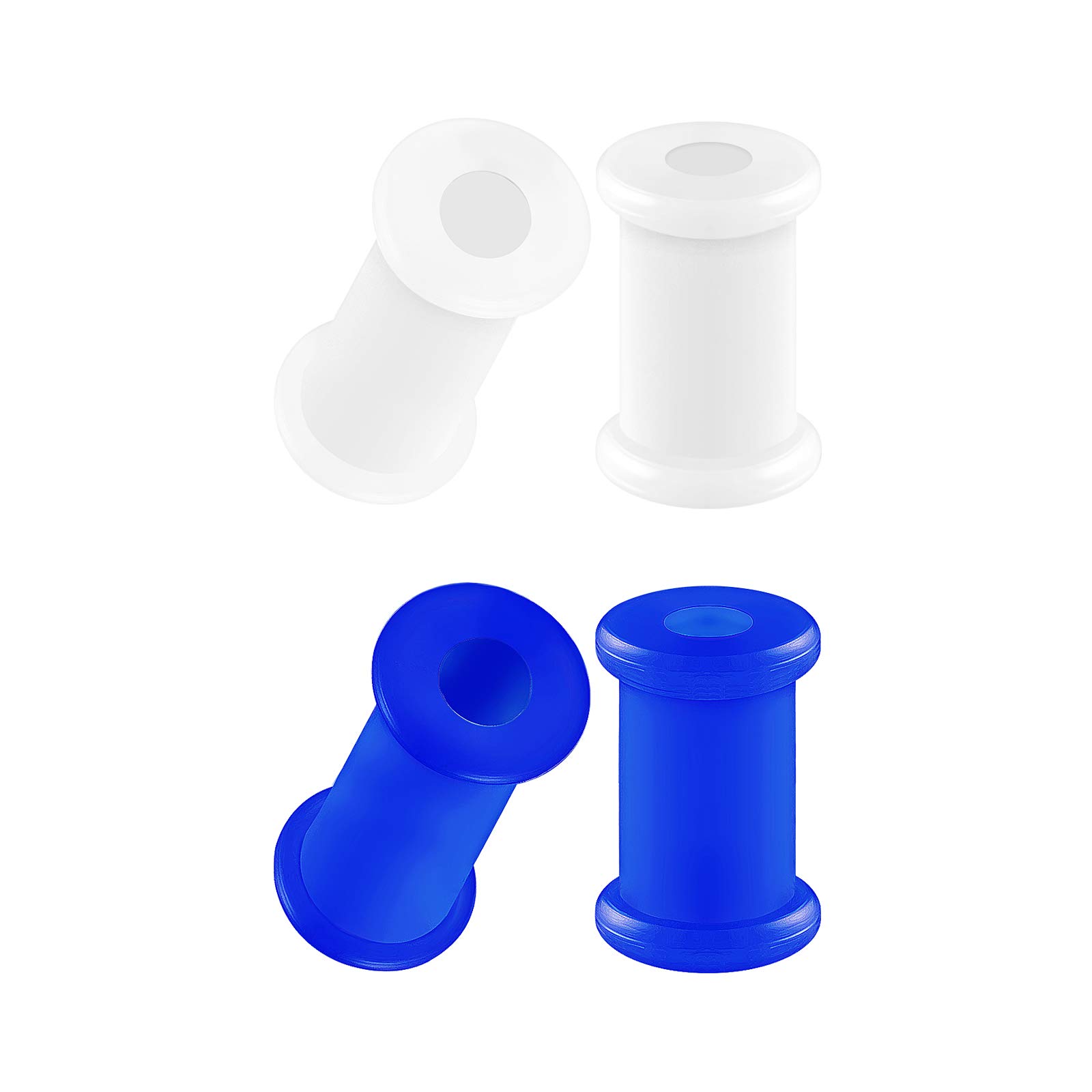2 Pairs White Silicone Double Flared Saddle Ear Plugs for Ear Stretching - Flesh Tunnel Earrings for Gauged Lobes - Perfect for Everyday Wear and Alternative Fashion