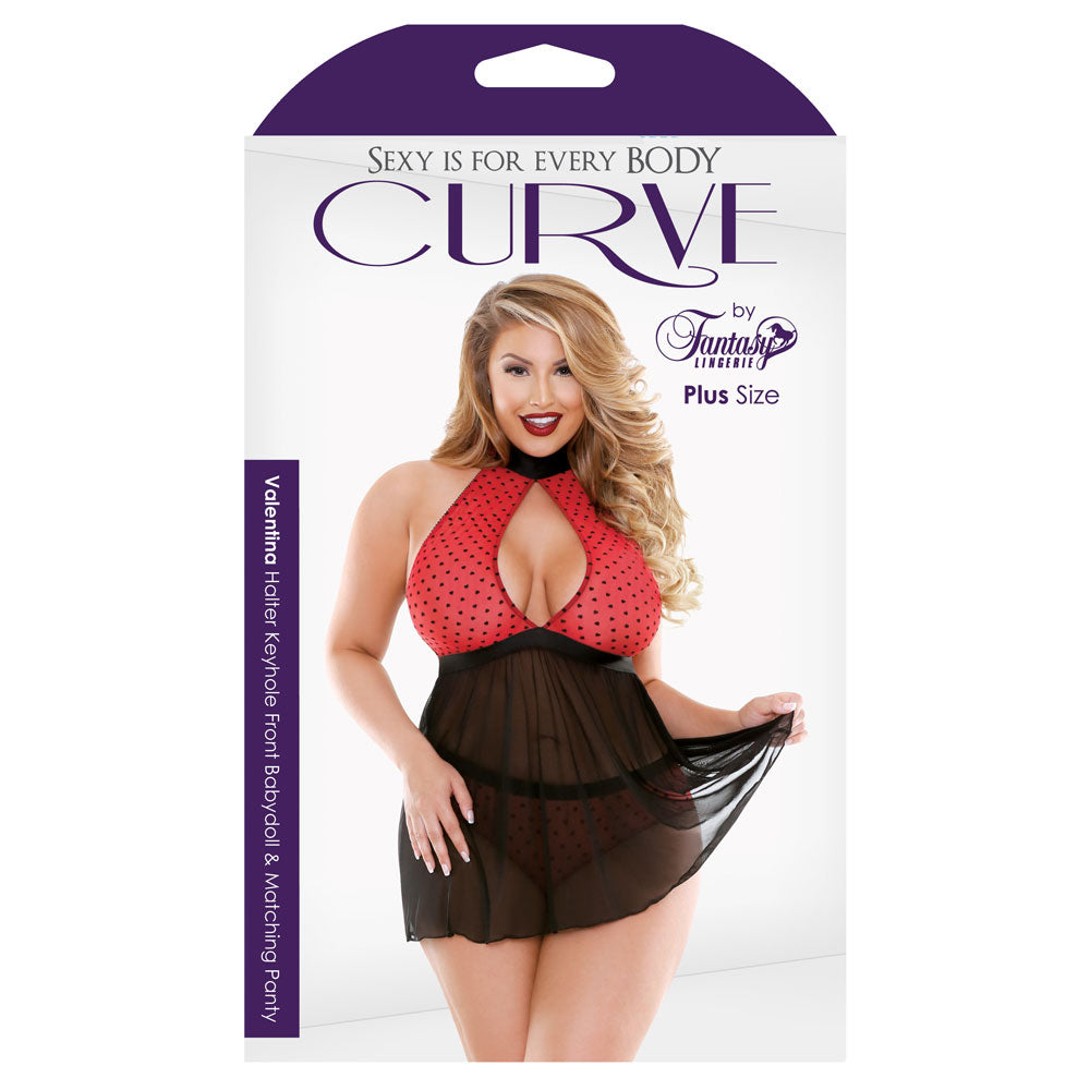 Valentina Halter Keyhole Babydoll & Panty Set - Sexy Fantasy Lingerie for Curvy Women - Perfect for Valentine's Day, Honeymoon & Romantic Nights