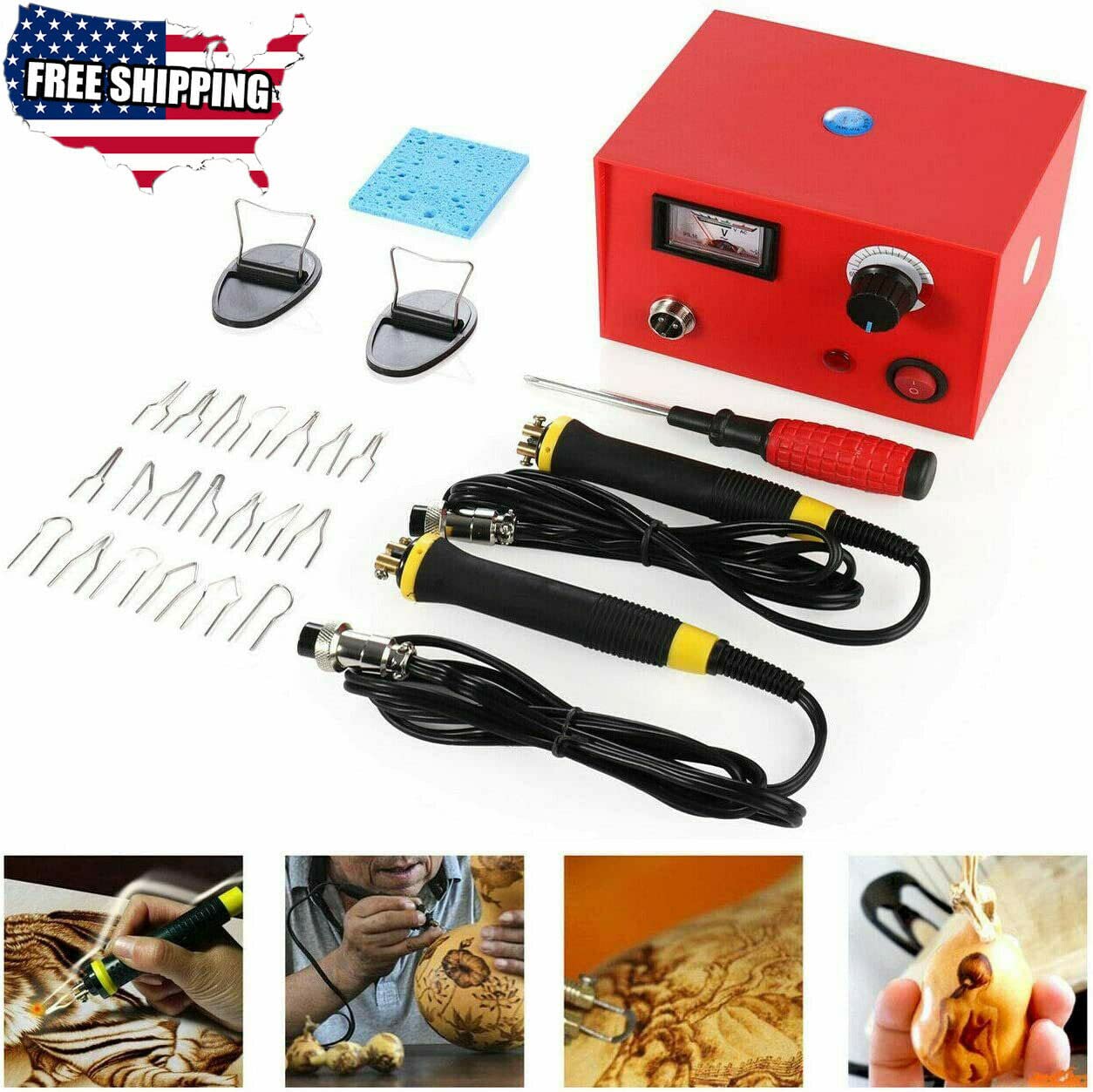 110V 50W Wood Burning Kit for Pyrography - Professional Wood Burning Tool with Laser Engraving for DIY Crafts, Gourd Art & Woodworking Projects - Perfect for Home Decor, Gift Making & Creative Hobbies