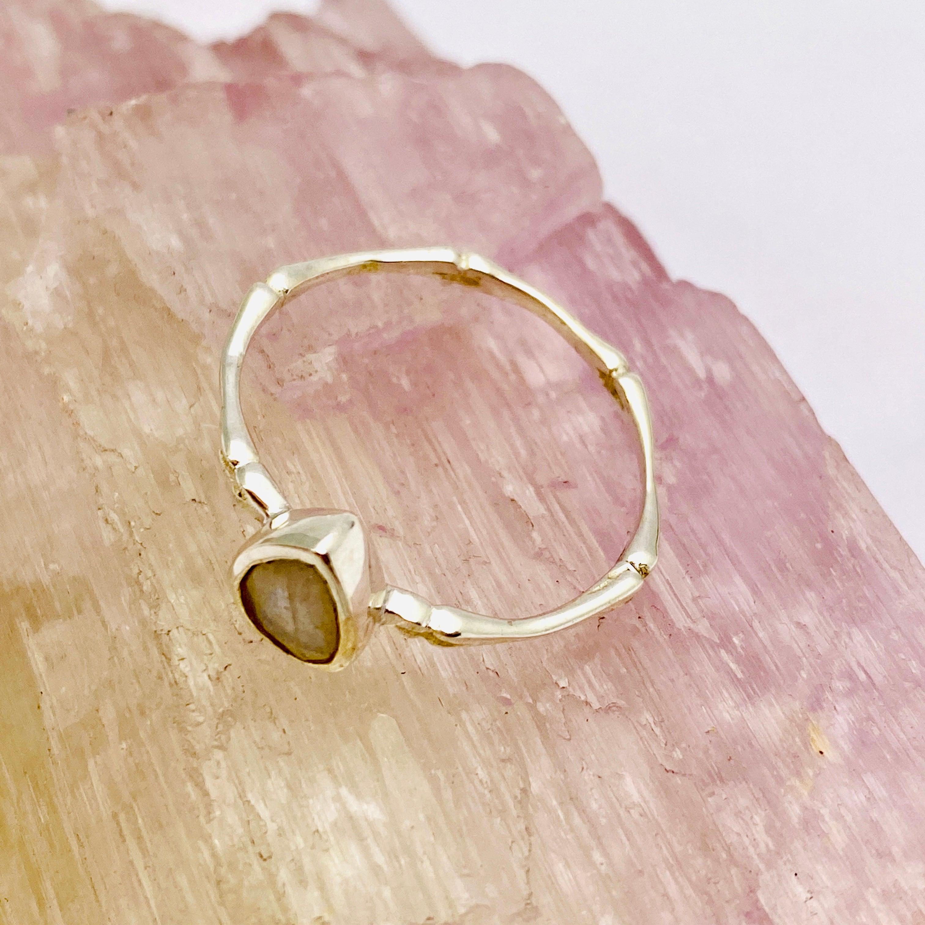 Moonstone Faceted Teardrop Fine Band Ring R3691 MS - Elegant Dainty Jewelry for Women, Perfect for Weddings, Parties & Everyday Wear