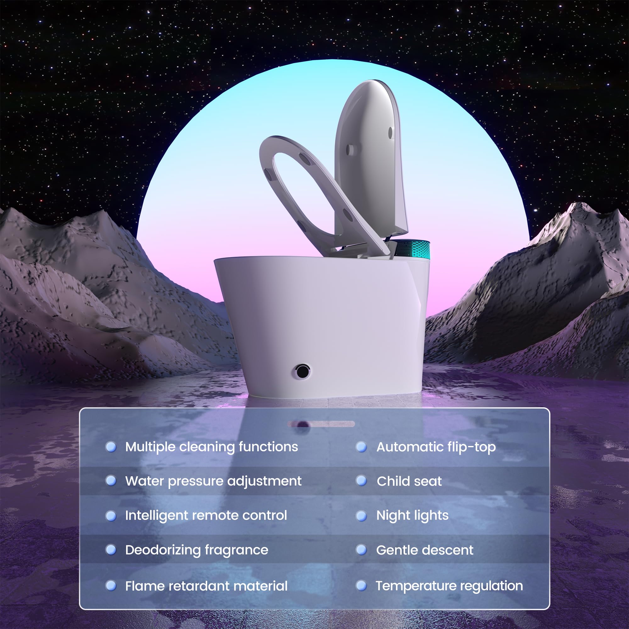 Smart Toilet Bidet with Built-in Tank - Auto Open/Close Lid, Heated Seat, Warm Water Spray & Dryer - Foot Sensor, Remote & Knob Control - LED Nightlight - Perfect for Modern Bathrooms & Luxury Homes