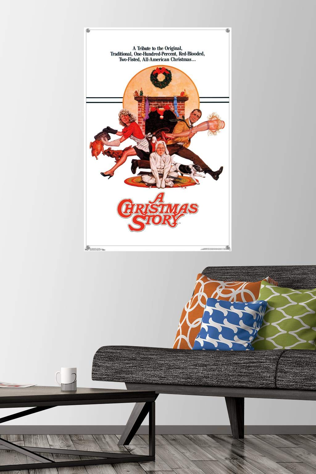 Christmas Story Wall Poster with Push Pins - Holiday Home Decor for Living Room, Bedroom & Office