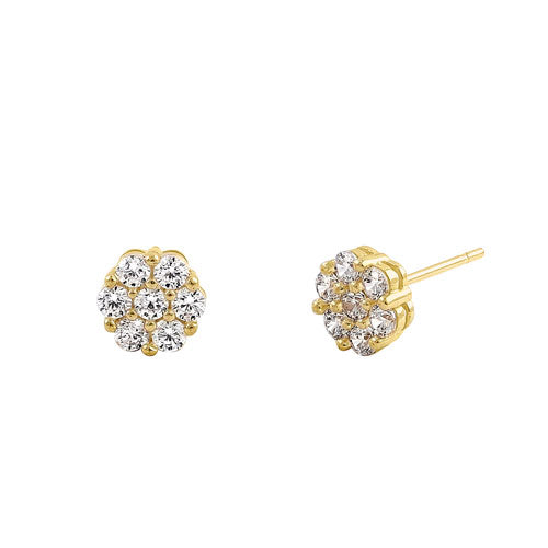 14K Yellow Gold Cubic Zirconia Flower Stud Earrings for Women - Elegant & Dainty Jewelry Gift for Birthday, Anniversary & Everyday Wear