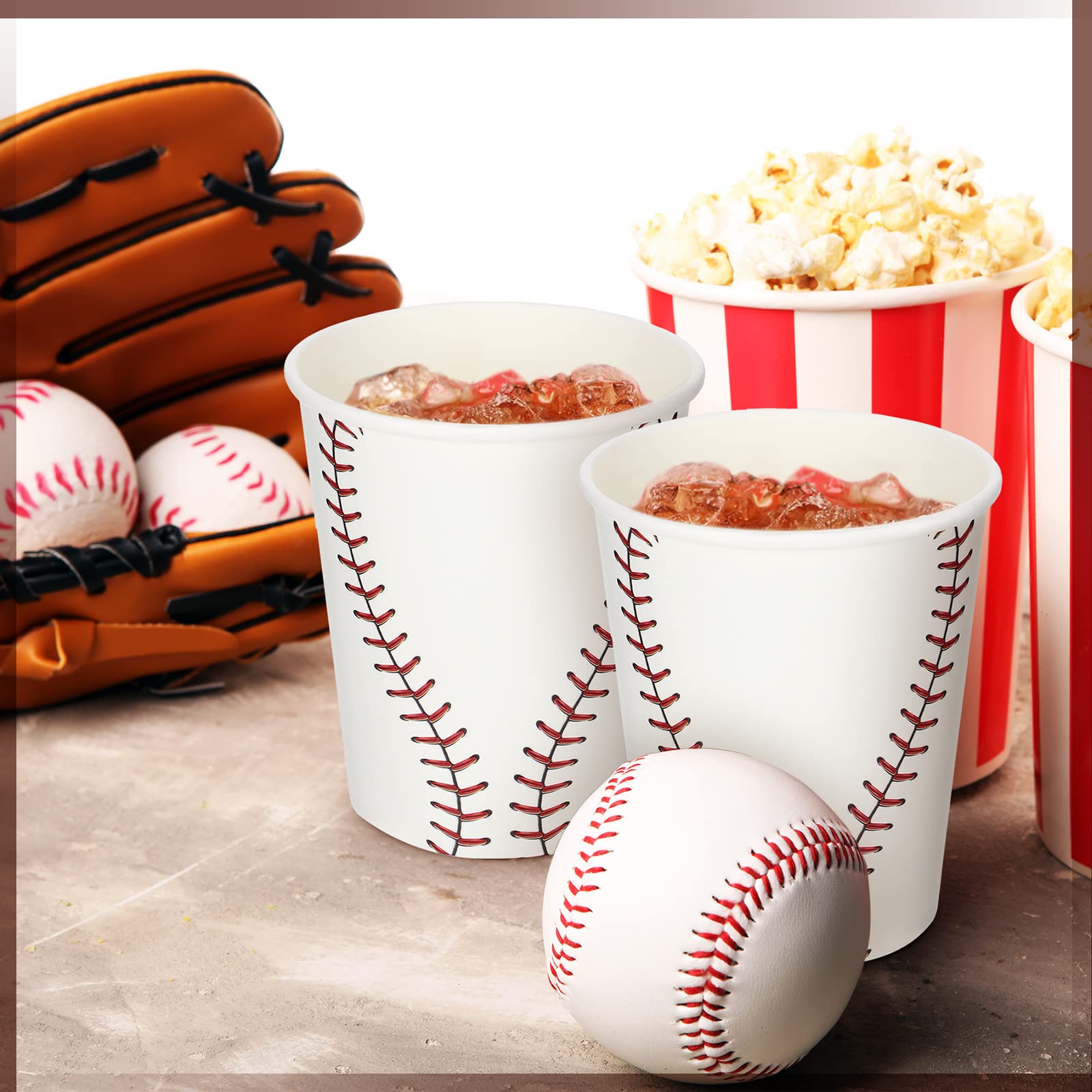 Teling 100-Pack 9oz Baseball Party Cups - Disposable Paper Drinking Cups for Sports Themed Birthday Parties, Game Day Decorations & Team Celebrations - Perfect for BBQs, Tailgates & Sports Events