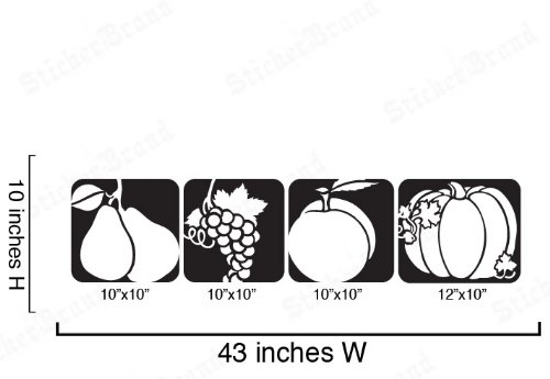 Vinyl Wall Decal Sticker - Kitchen Decor with Grape & Pumpkin Fruit Design - Perfect for Home, Office, Nursery & DIY Projects