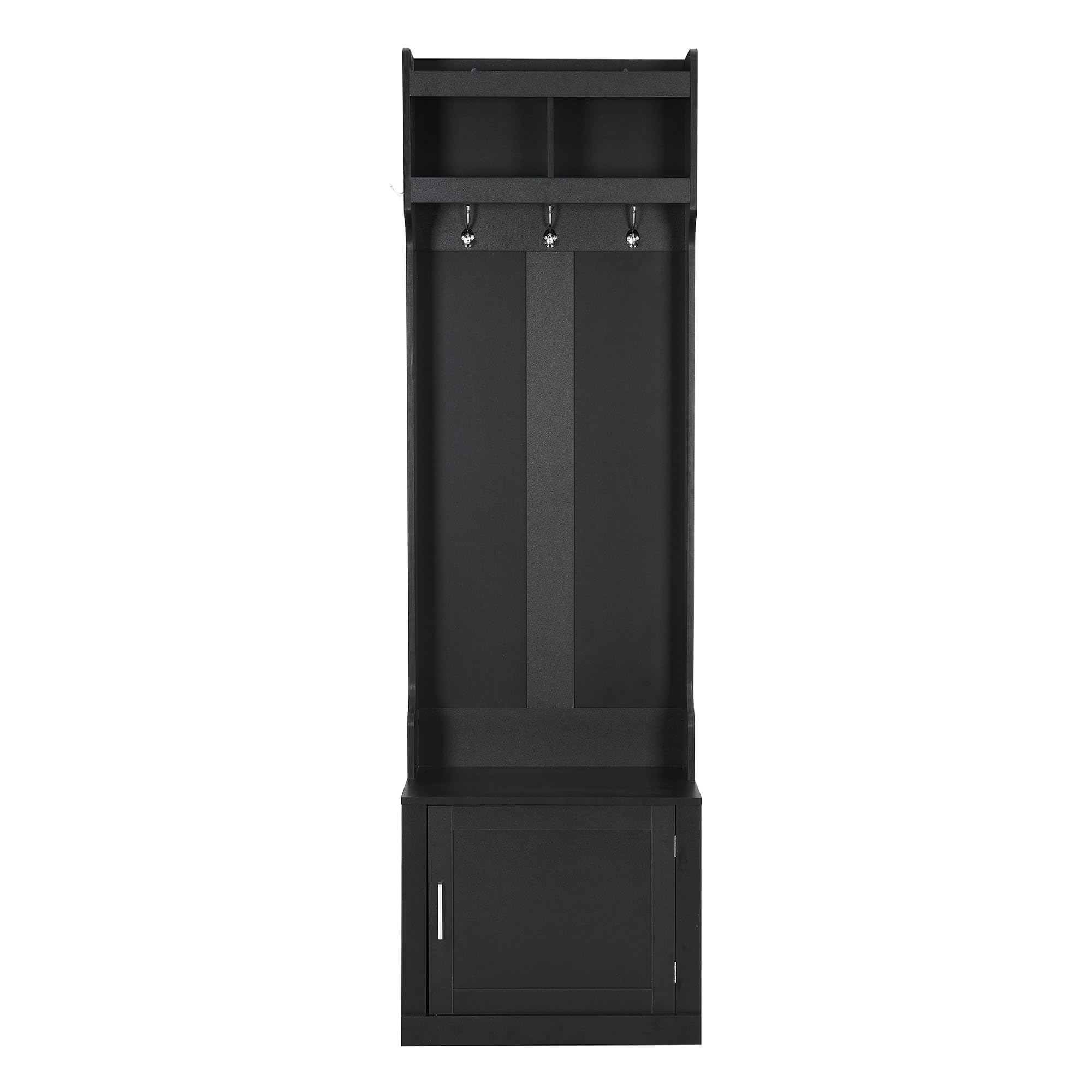 Merax Slim Hall Tree with Storage Bench & Shelves - Entryway Shoe Cabinet with Coat Hooks - Elegant Black Hallway Organizer for Shoes, Coats & Accessories - Perfect for Small Spaces, Apartments & Home Entryways