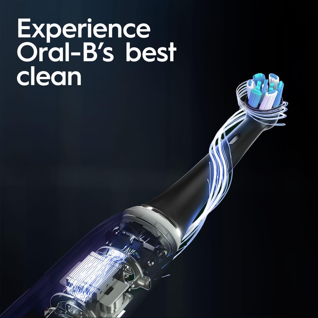 Oral-B iO Series 10 Electric Toothbrush - Smart Pressure Sensor, 7 Modes, 4 Brush Heads & Travel Case - Perfect for Home & Travel Dental Care (Black)