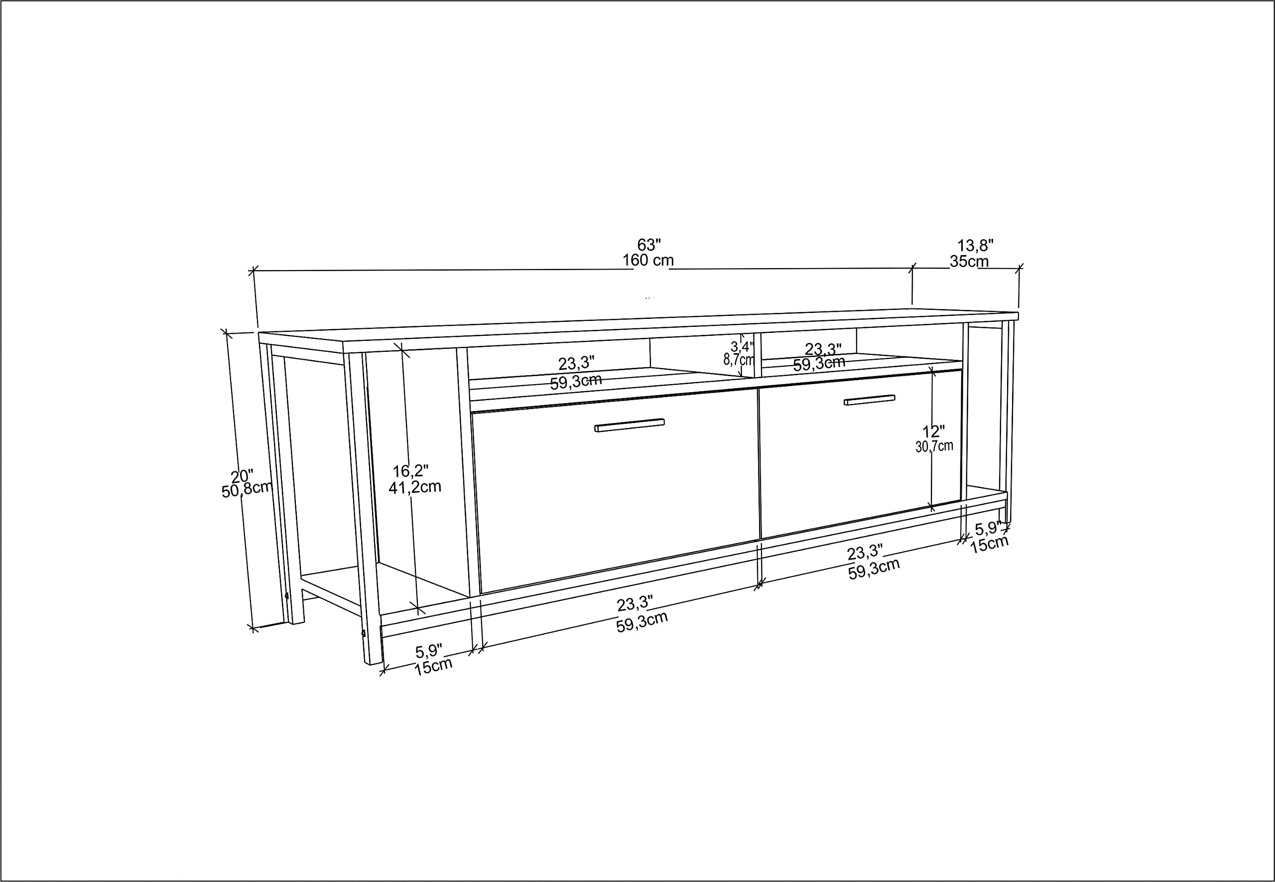 Decorotika Omar TV Stand Media Console for TVs Up to 72 Inch - Modern Walnut Entertainment Center with Storage Shelves - Perfect for Living Room, Home Theater & Apartment Decor
