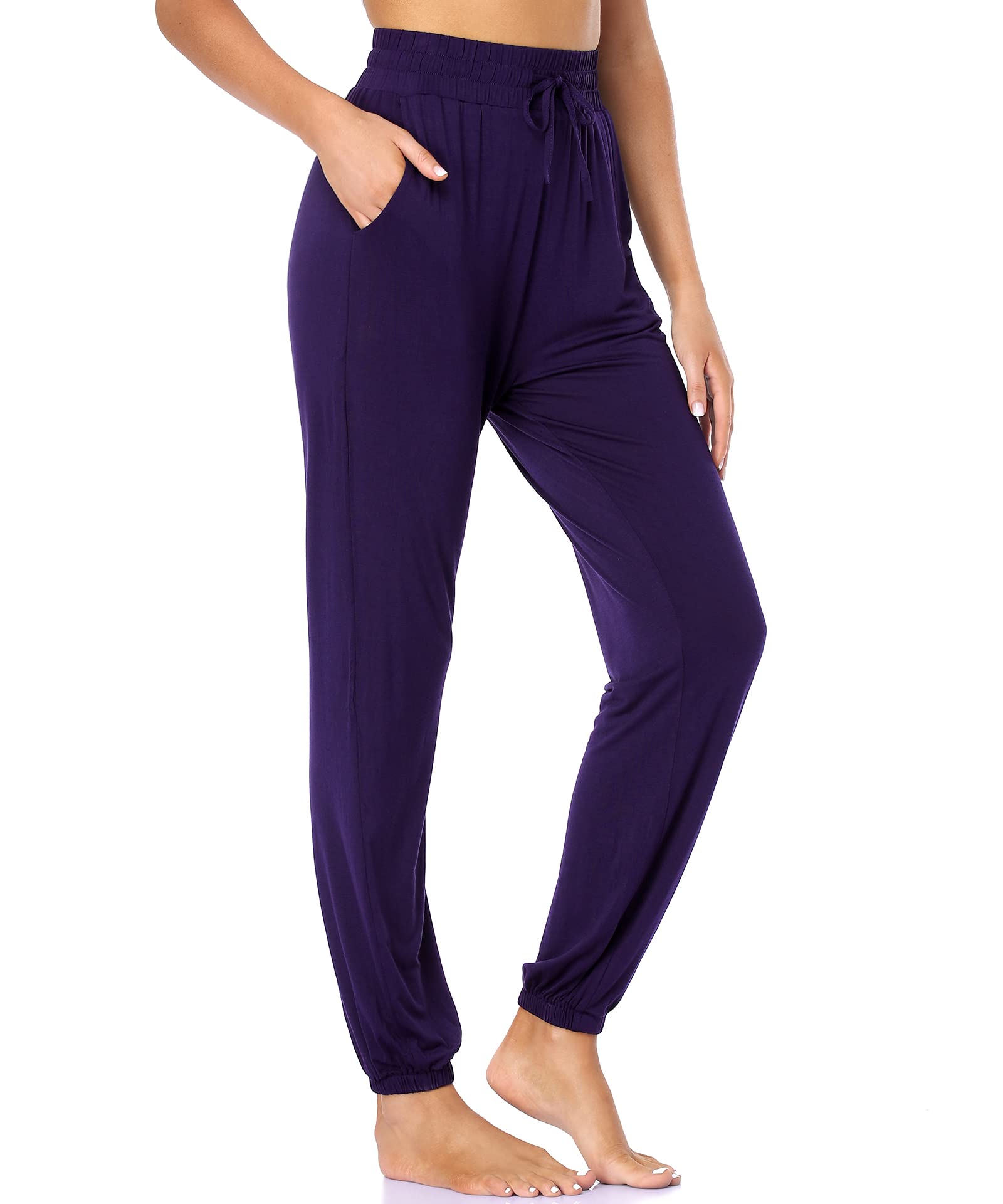ASIMOON Women's High Waisted Yoga Sweatpants with Pockets - Lightweight Loose Lounge Pants, Soft Stretch Joggers for Workout, Running & Casual Wear | Perfect for Yoga, Gym, Travel & Home Relaxation