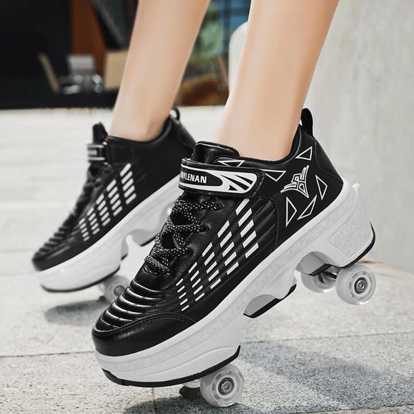 2-in-1 Roller Skates Shoes for Men, Women & Kids - Convertible Wheeled Sneakers with Flexible Wheels | Perfect for Outdoor Fun, Fitness & Gifts