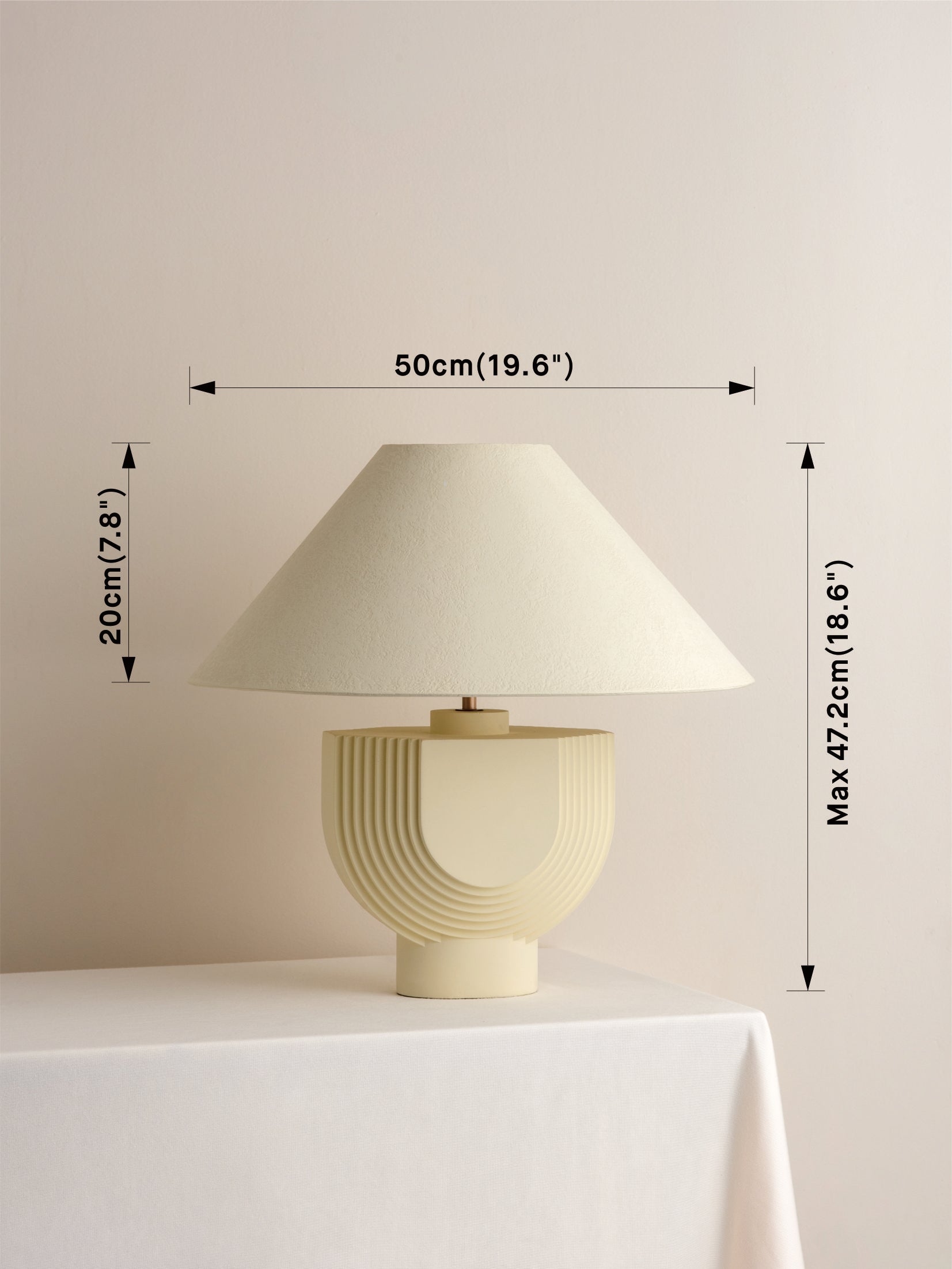 Concrete Lamp with Plaster Shade - Modern Industrial Table Light for Living Room, Bedroom, and Office Decor