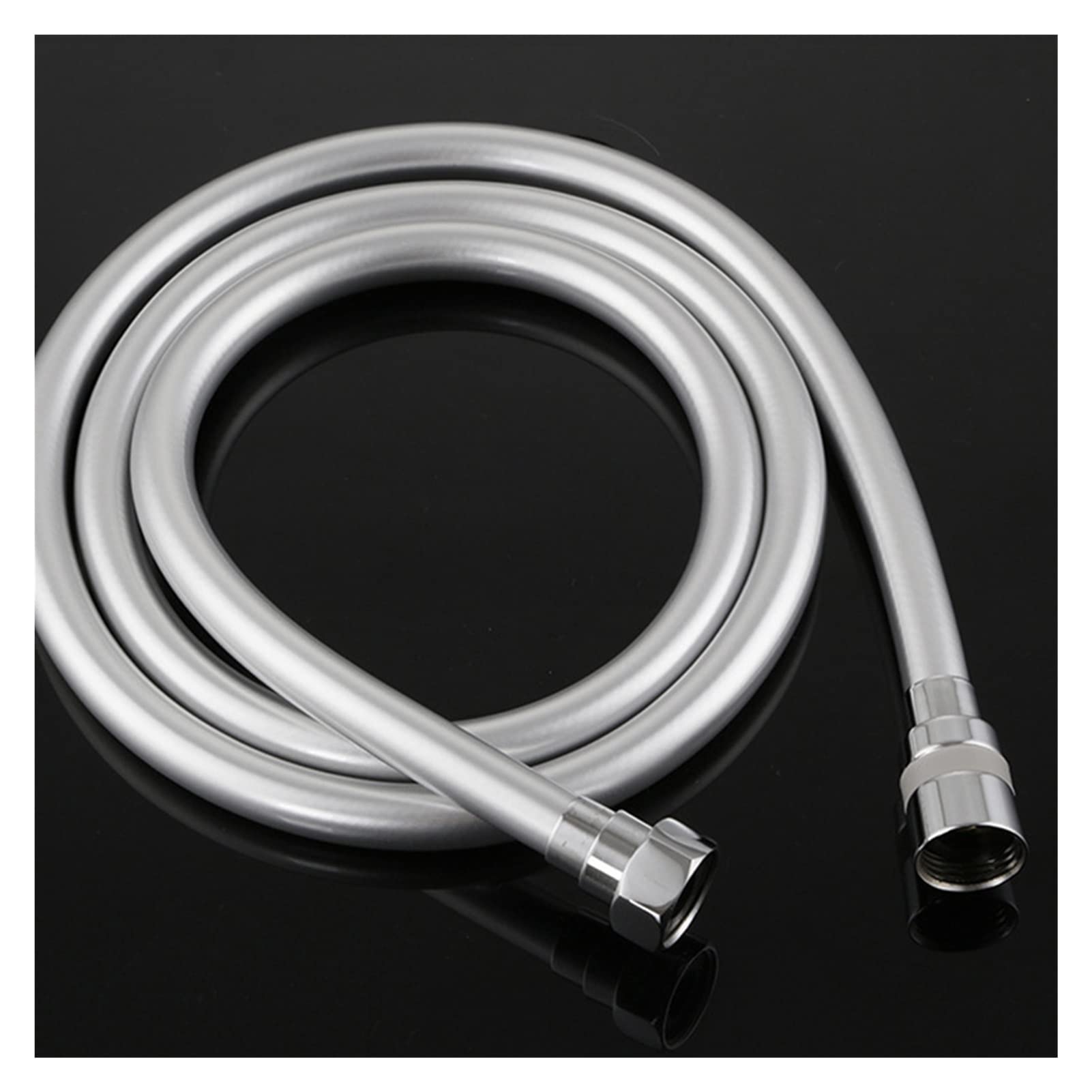 360° Rotating Anti-Kink Shower Hose - 1.5m Flexible PVC Handheld Shower Extension Pipe with Metal Connectors (Silver Gray) - Perfect for Bathroom, Spa, RV & Pet Washing