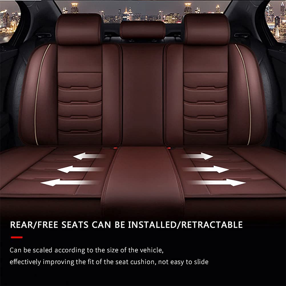 Luxury PU Leather Front & Rear Seat Covers with Headrest Backrest Cushions for Toyota Highlander 2003-2021 - Comfortable, Durable, Wear-Resistant Brown Car Seat Protectors - Perfect for Daily Commuting, Road Trips & Family Travel